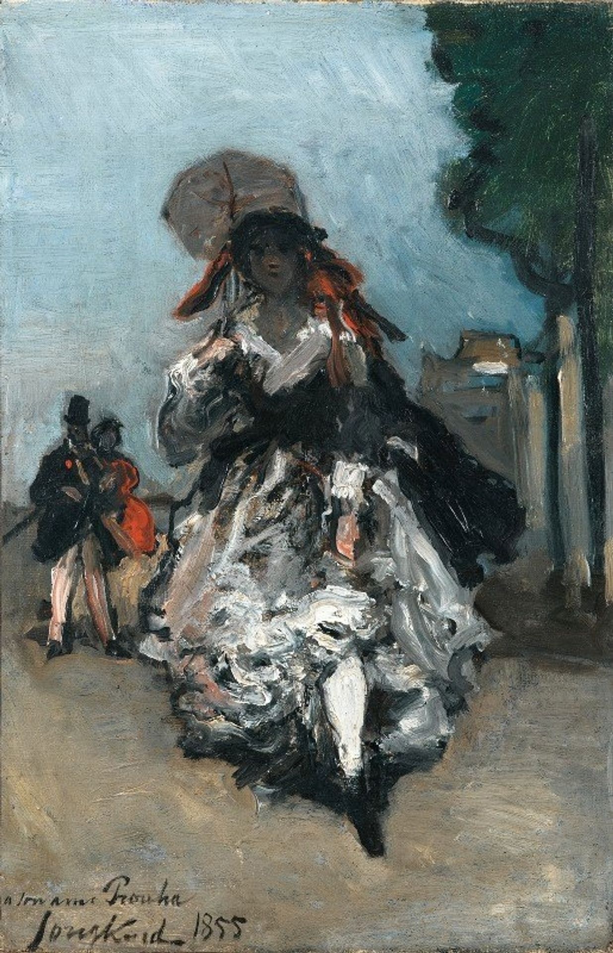 Young Woman With A Parasol by Johan Barthold Jongkind