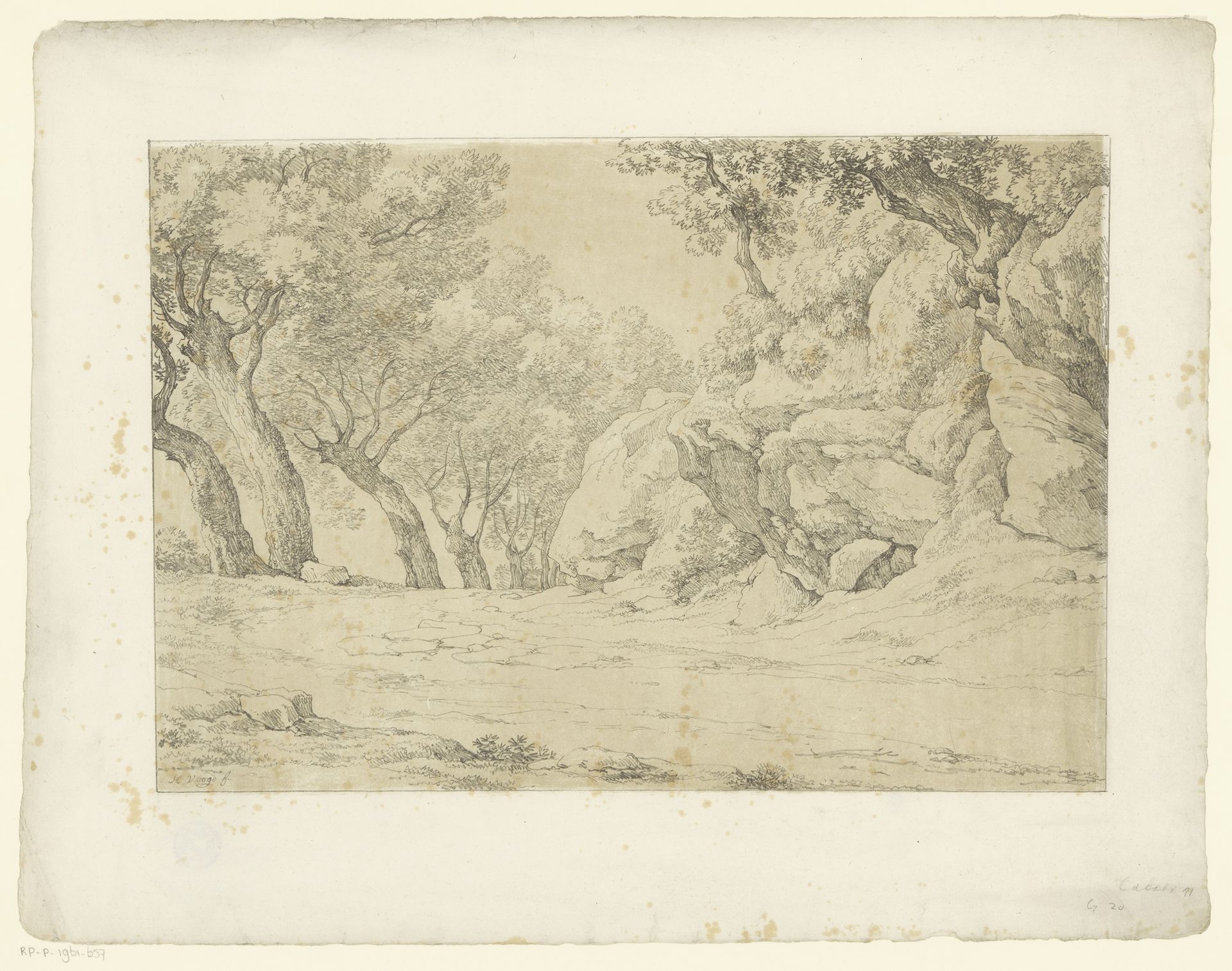 Laan met begroeide rotsen by Hendrik Voogd