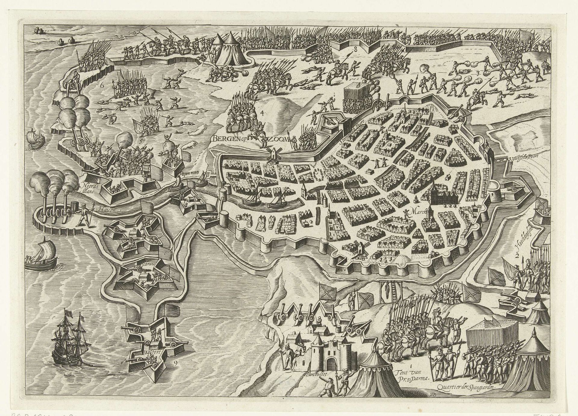Parma belegert Bergen op Zoom, 1588 by Bartholomeus Willemsz. Dolendo