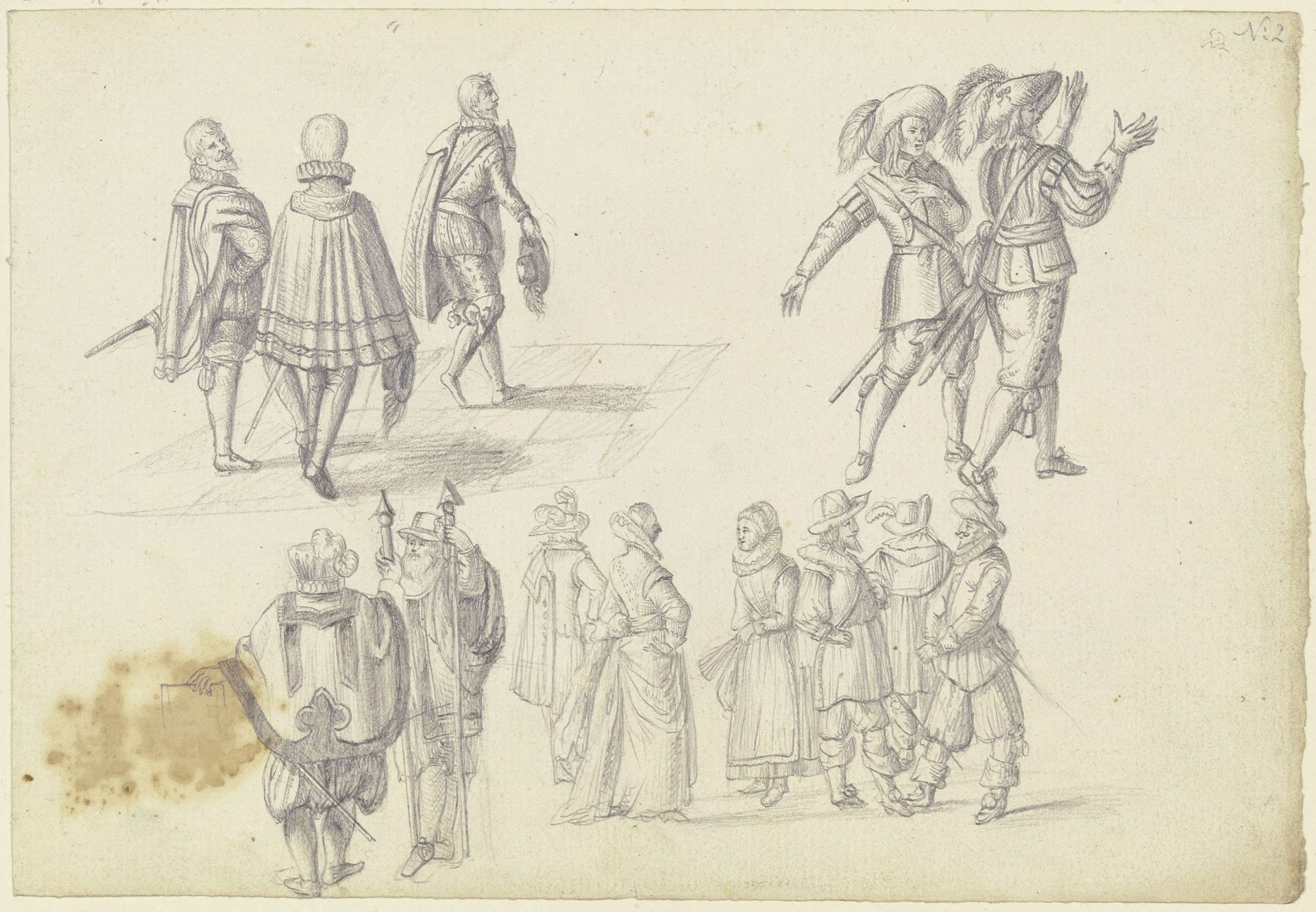 13 figure studies by Johann Ludwig Ernst Morgenstern