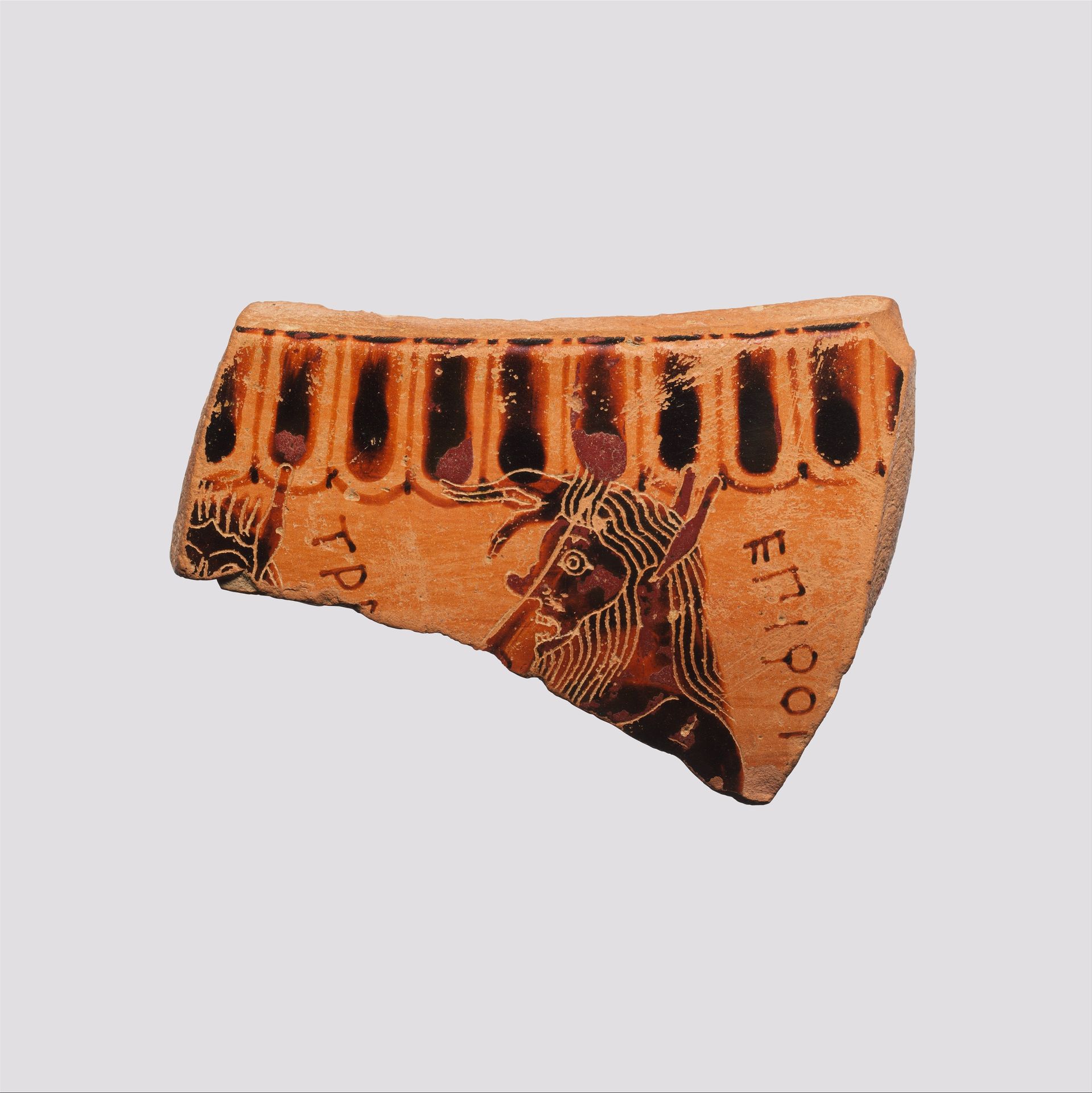 Fragment of a terracotta krater or dinos (bowl for mixing wine and water) by Sophilos