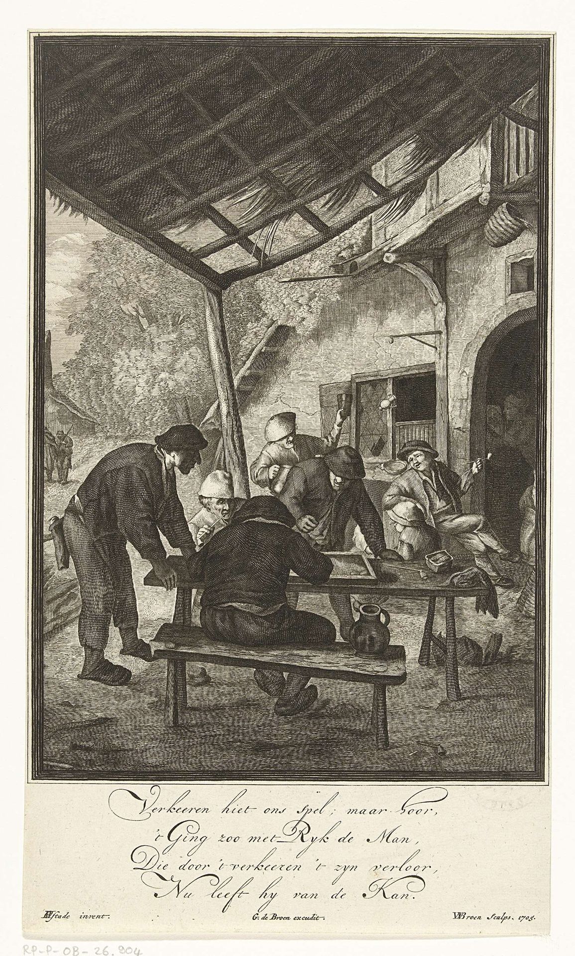 Boeren die triktrak spelen by Willem de Broen