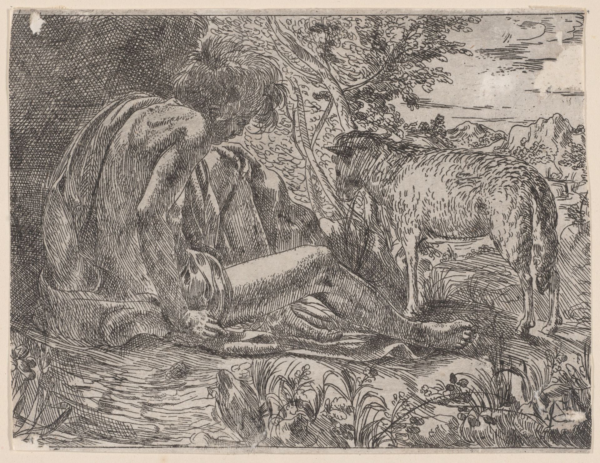 Saint John the Baptist with a lamb by Giovanni Battista Caracciolo