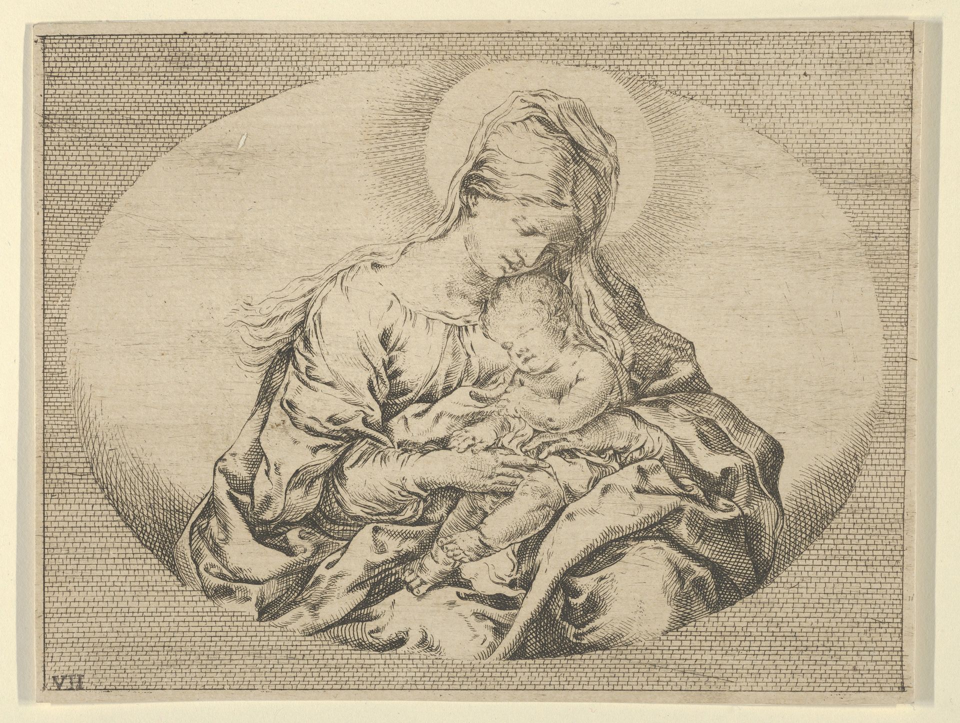 The Virgin holding the infant Christ, an oval composition, after Reni by Anonymous
