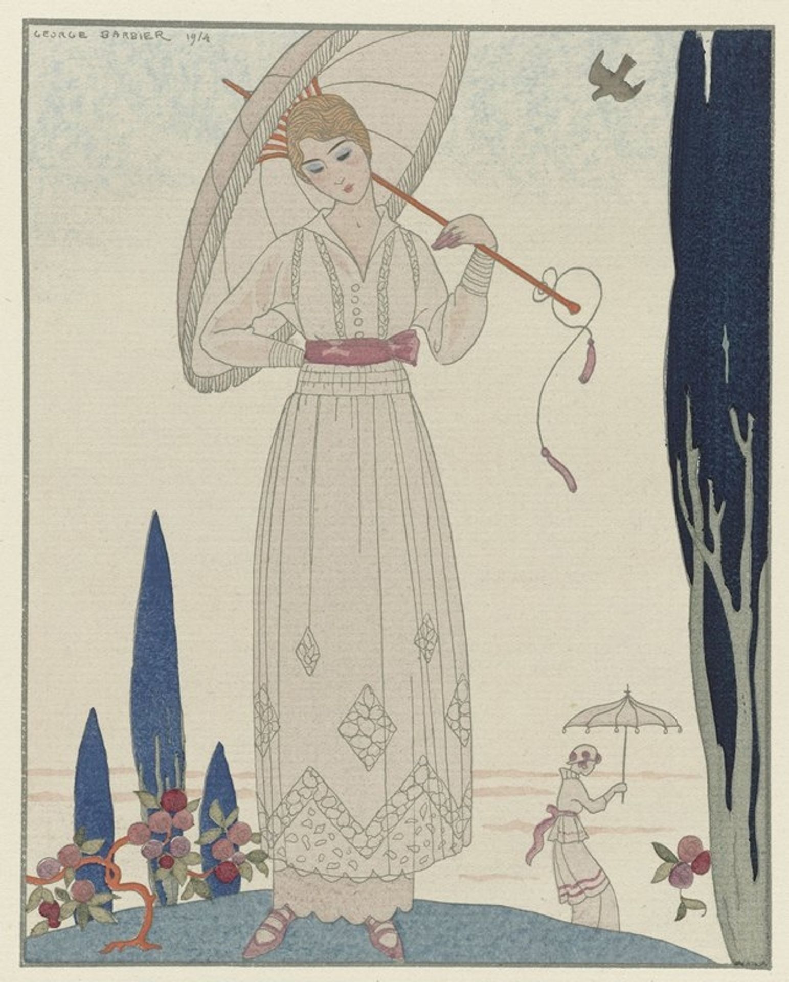 Le cyprès et la rose ; Robe d’été de Doeuillet by George Barbier