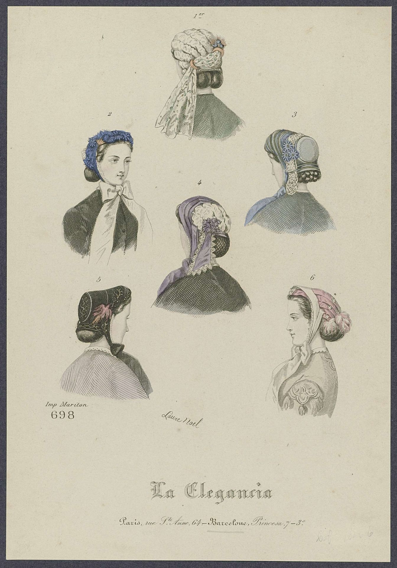 La Elegancia, 1854, No. 698 by Laure Noël