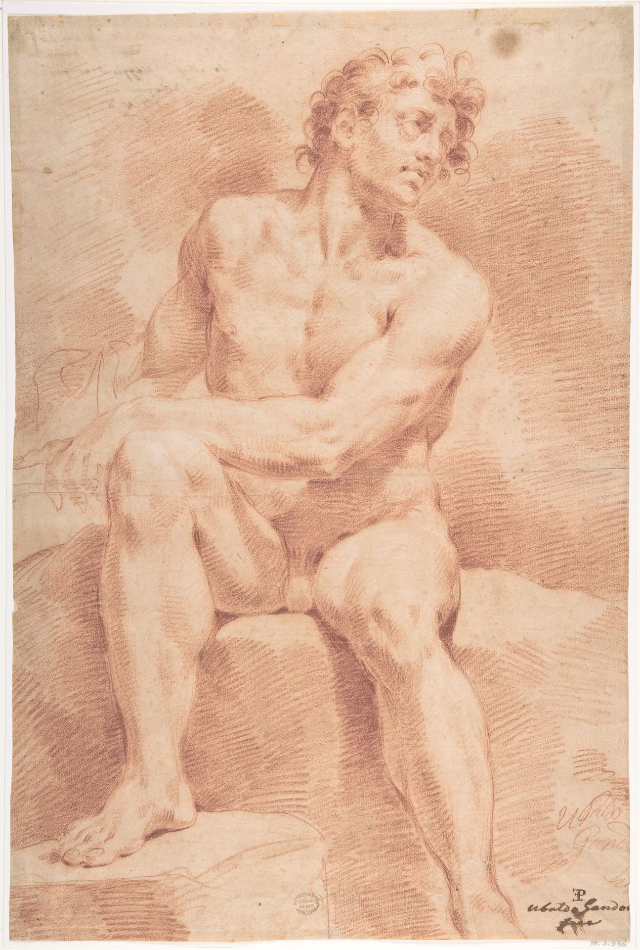 Seated Male Nude by Ubaldo Gandolfi