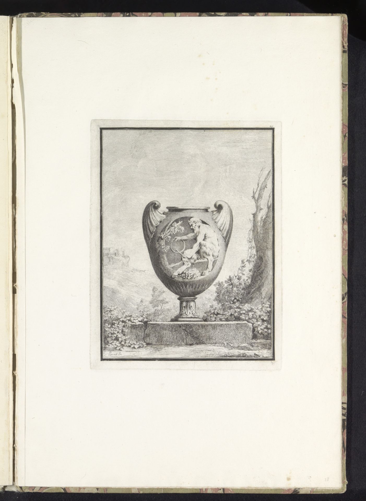 Vaas met een sater staand in een landschap by Benigno Bossi