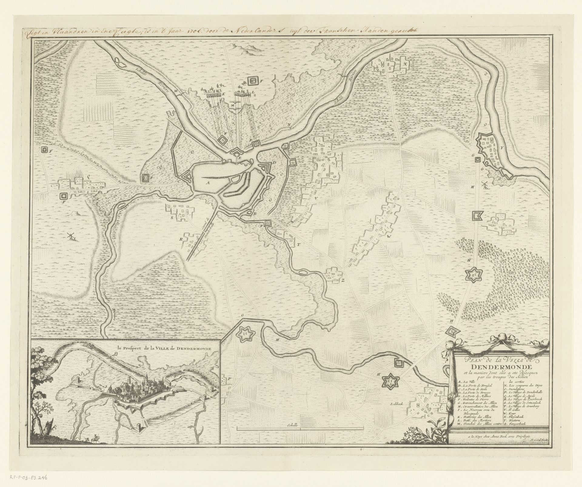 Kaart van het beleg van Dendermonde, 1706 by Pieter van (II) Call