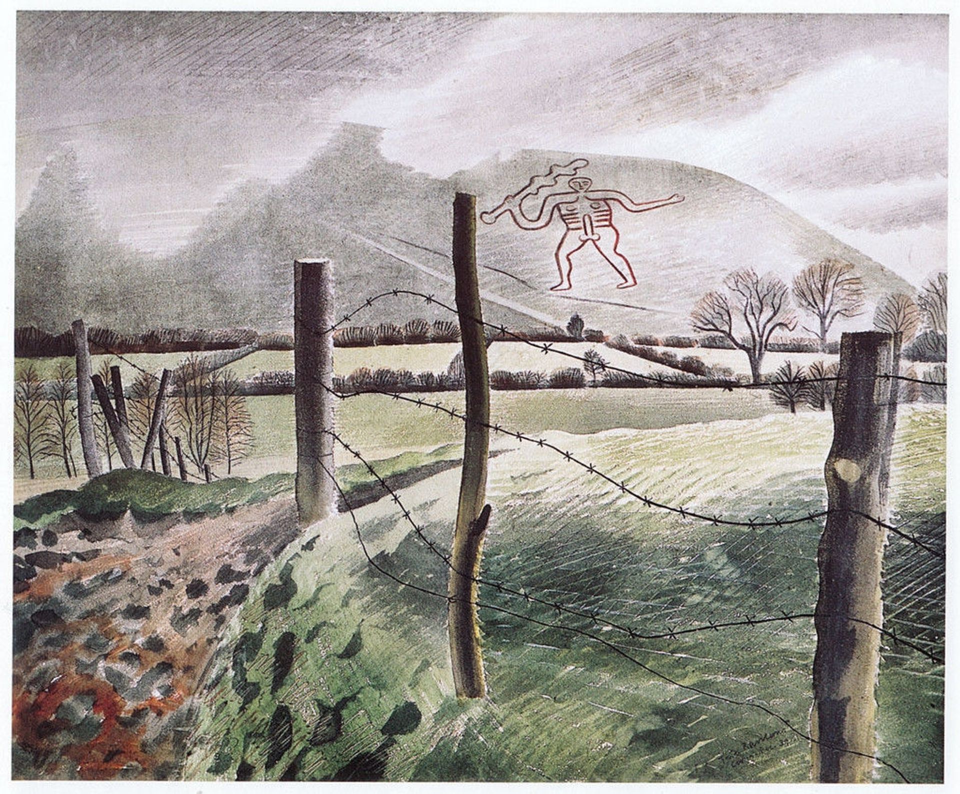 CERNE ABBAS GIANT by Eric Ravilious