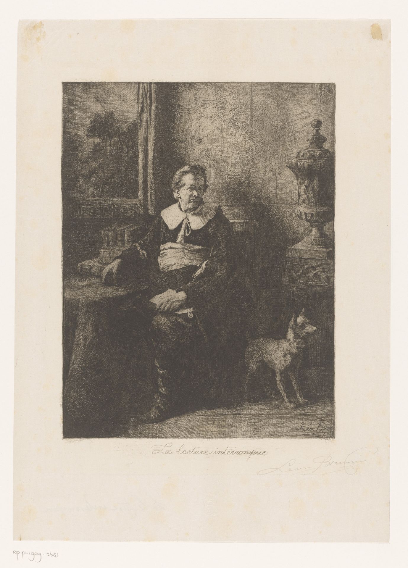 Man gestoord tijdens het lezen by Léon Brunin