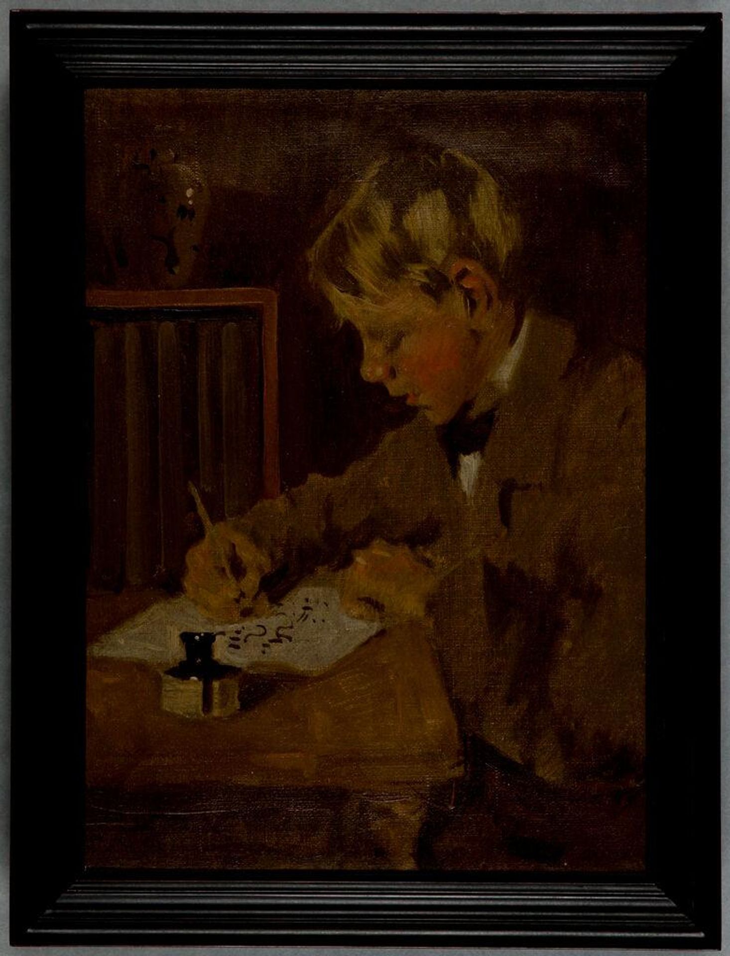 Portrait of a Young Boy Writing at a Desk by Denman Waldo Ross