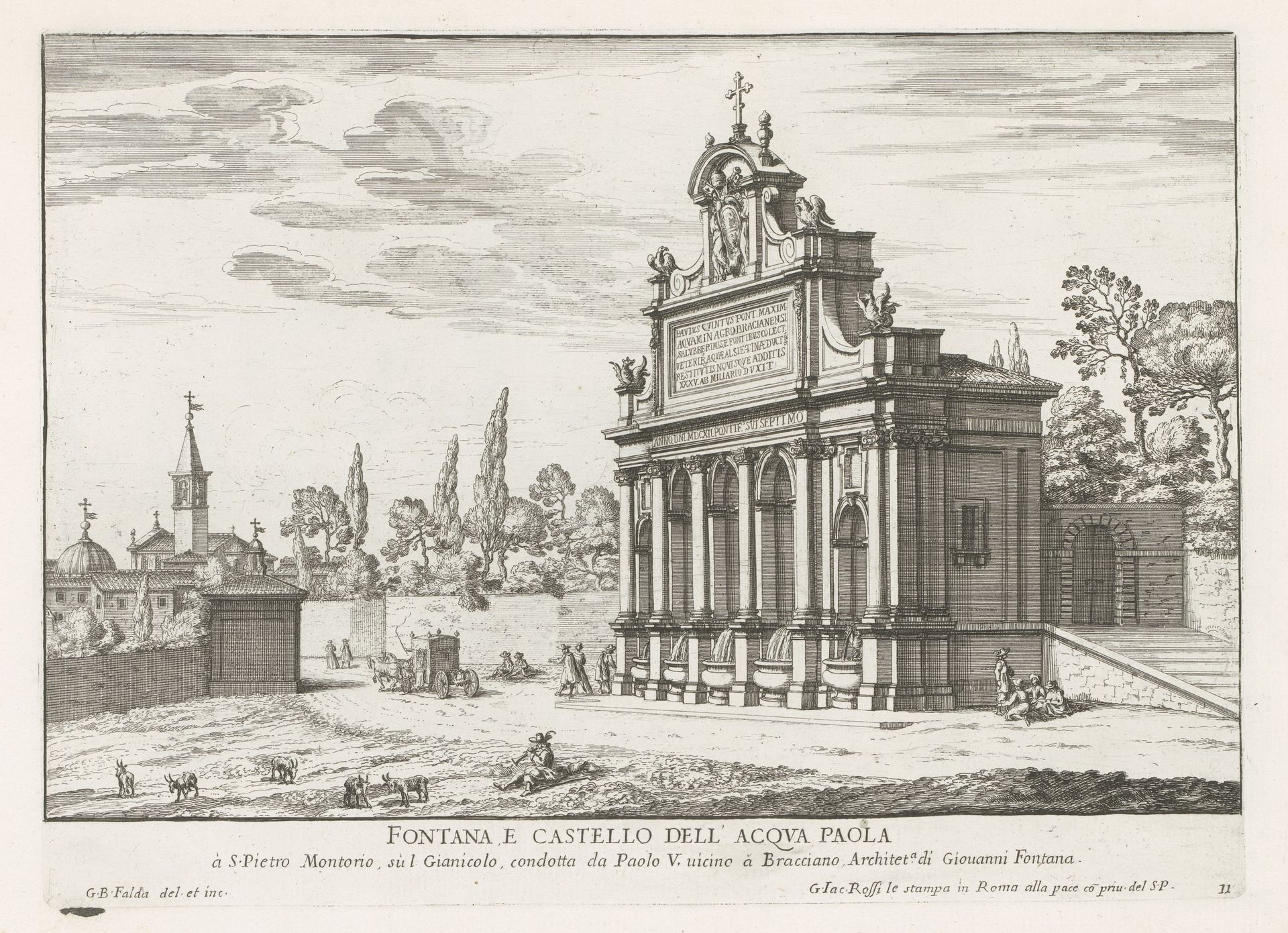 Fontana dell'Acqua Paola te Rome by Giovanni Battista Falda