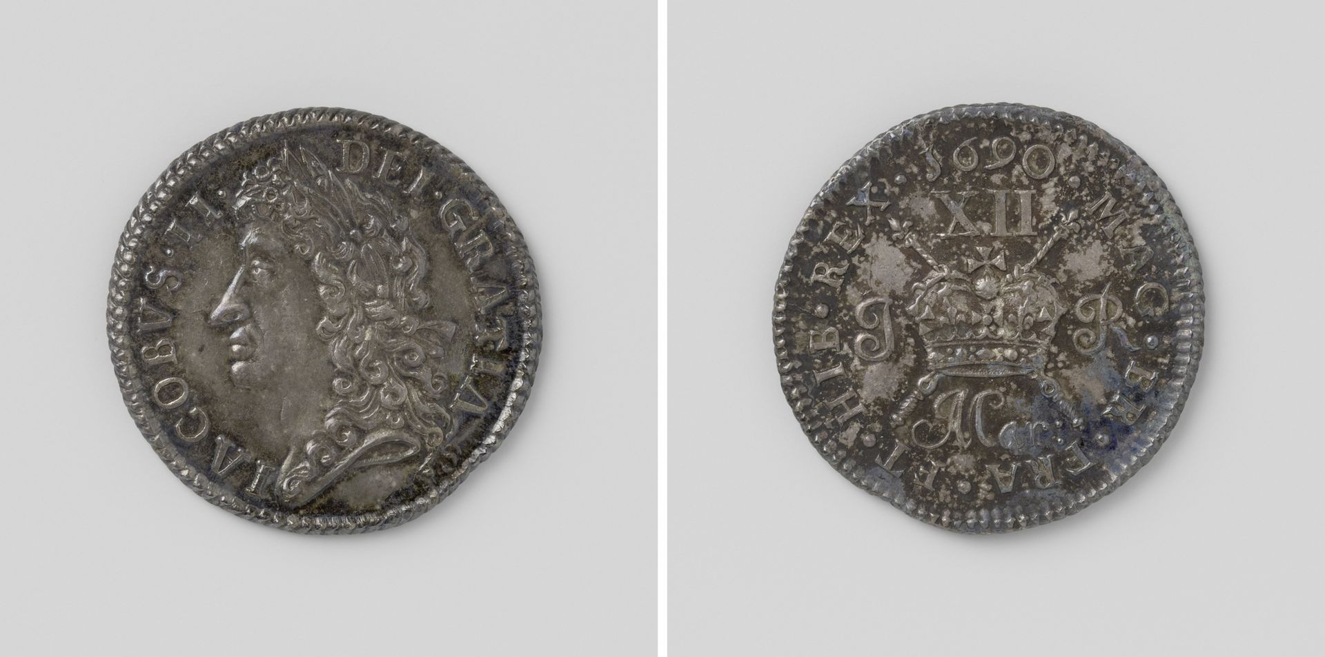 Shilling, noodmunt van Jacobus II, koning van Engeland, uit maart 1690 by Anonymous