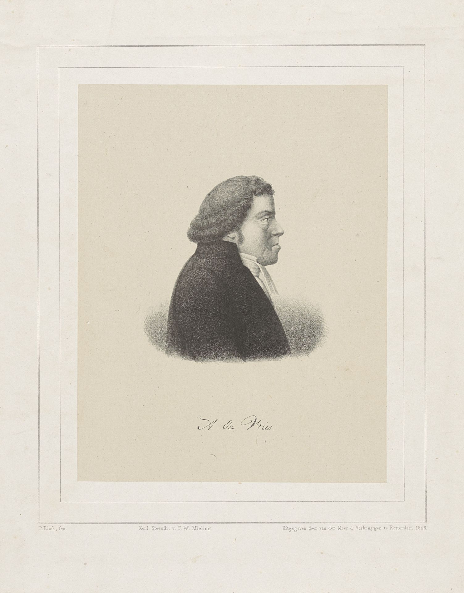 Portret van Albertus de Vries by Pieter Bliek