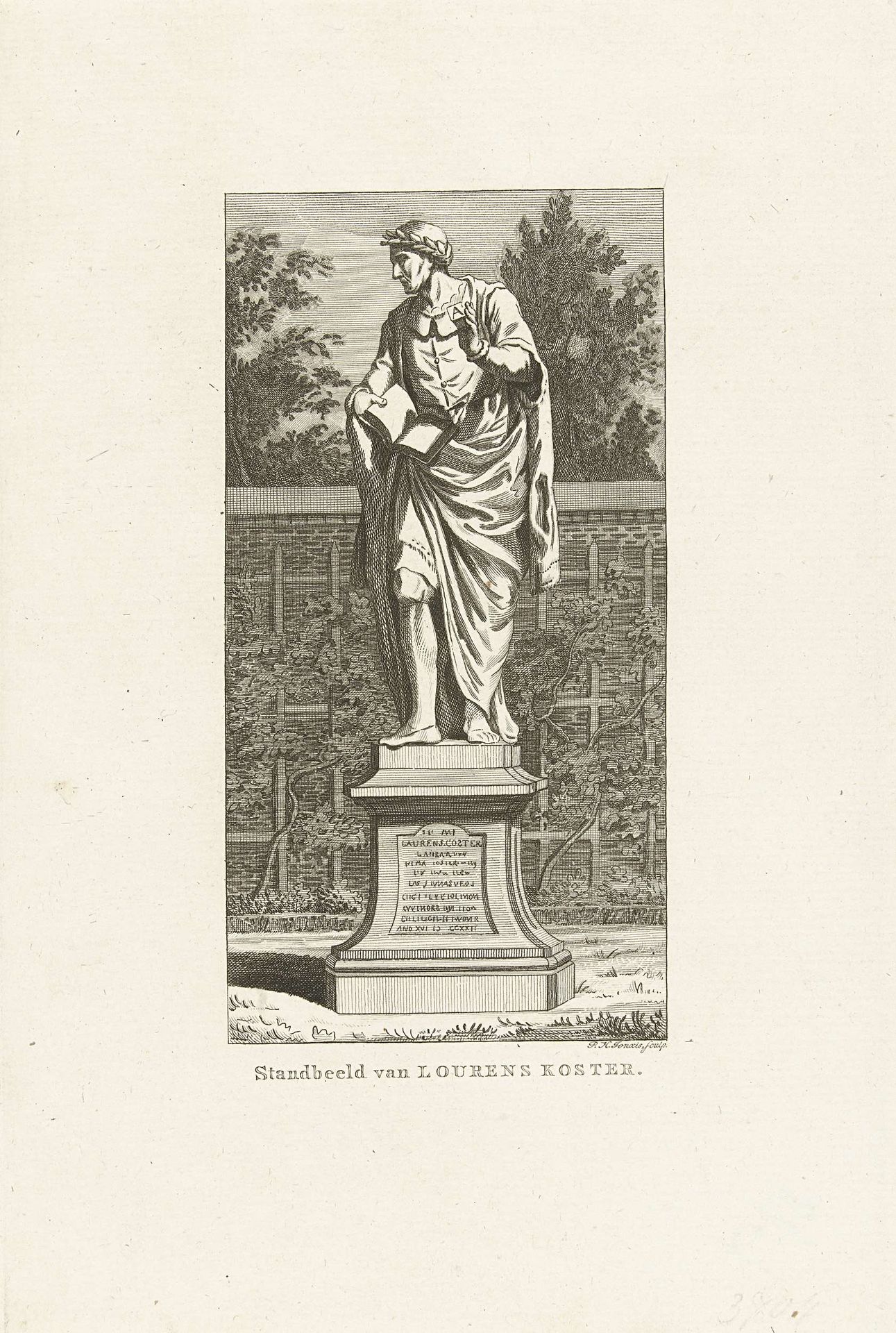 Standbeeld van Laurens Jansz. Coster, 1723 by Pieter Hendrik Jonxis