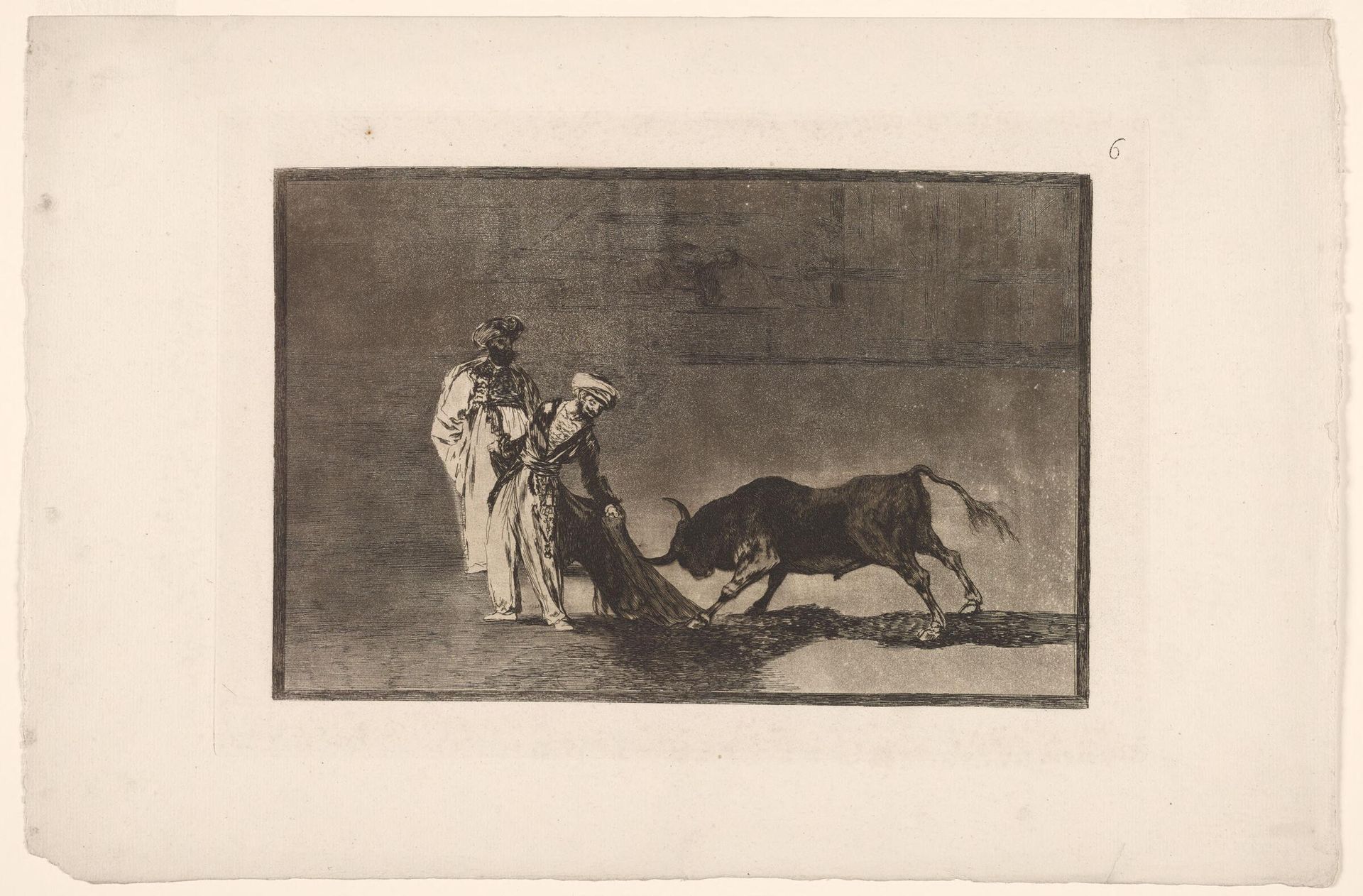 The Moors Make a Different Play in the Ring, Calling the Bull With Their Burnous by Francisco JosÃ© de Goya y Lucientes