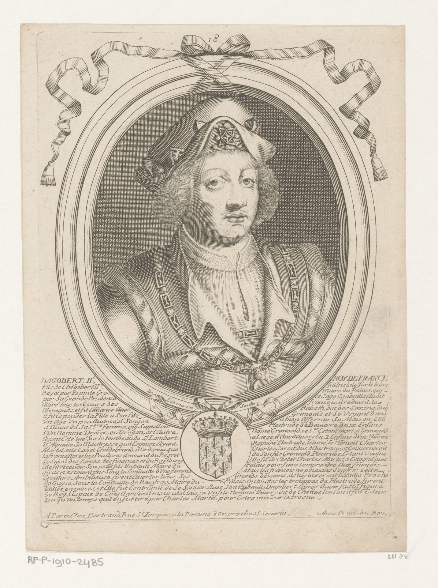 Portret van Dagobert II by Nicolas de (I) Larmessin