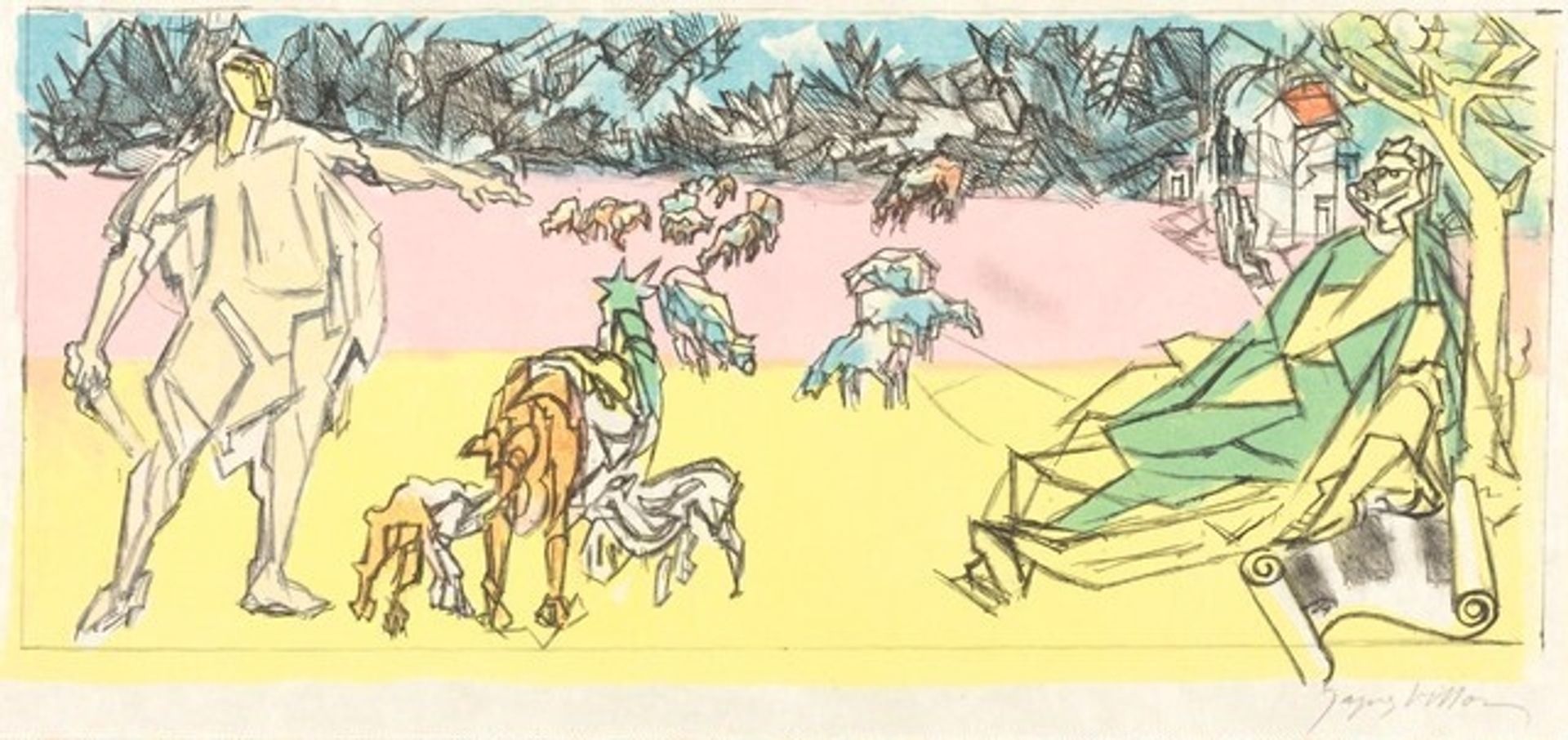 First Bucolic: Virgil Expelled from the Earth by a Centurion by Jacques Villon