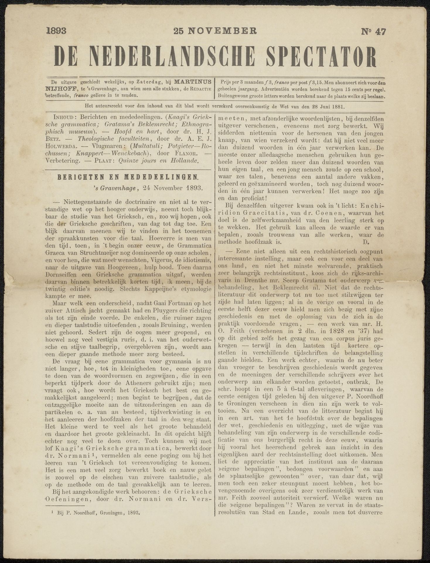 Tijdschrift uit archief Philip Zilcken by De Nederlandsche Spectator