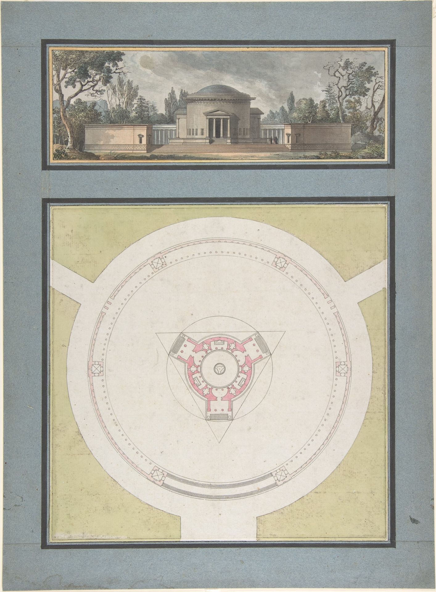 Project for a Temple Dedicated to the Trinity, Elevation and Plan by Jean Nicolas Sobre