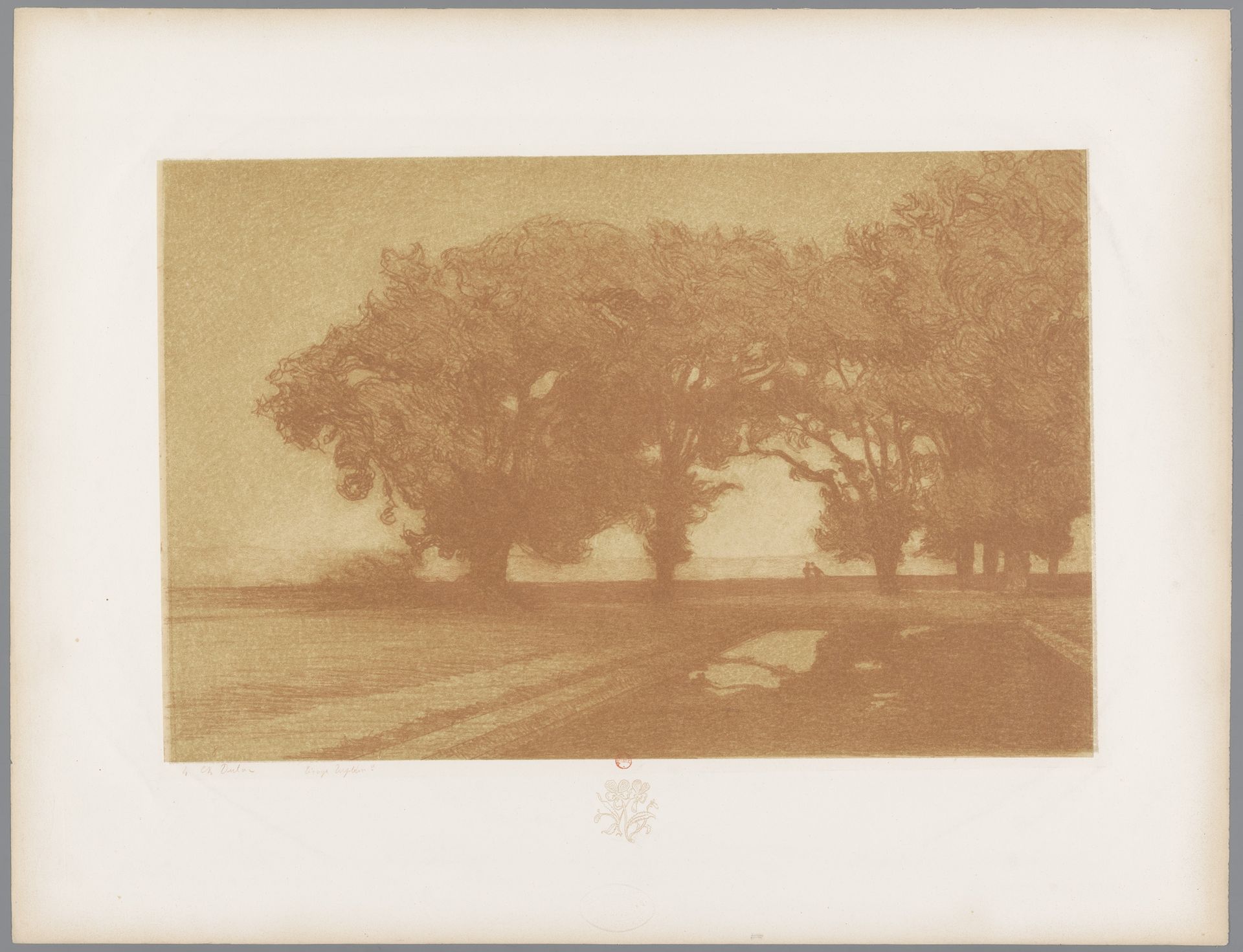 Park met bomen en een vijver by Charles-Marie Dulac