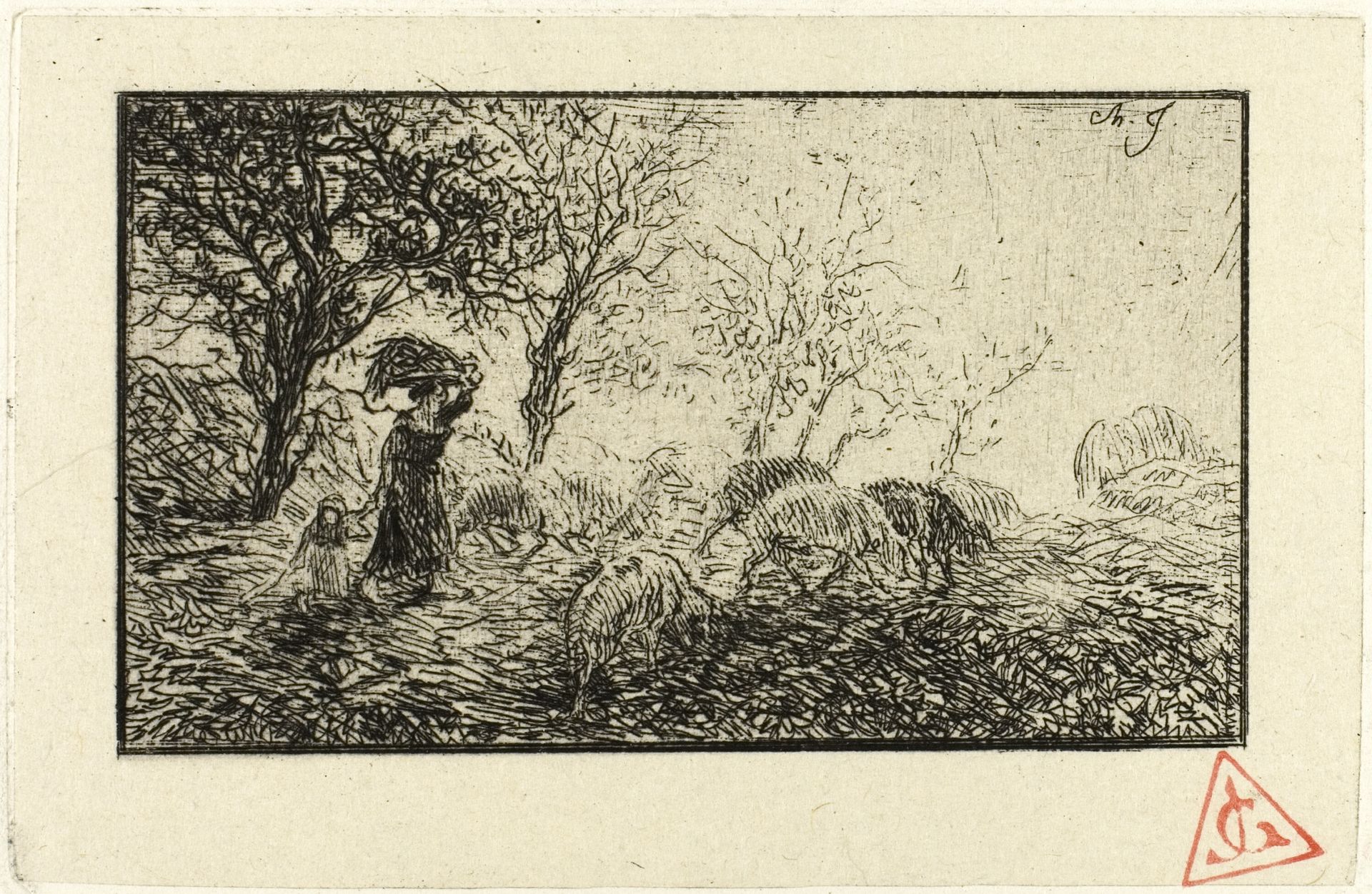 Landscape and Animals by Charles Jacque