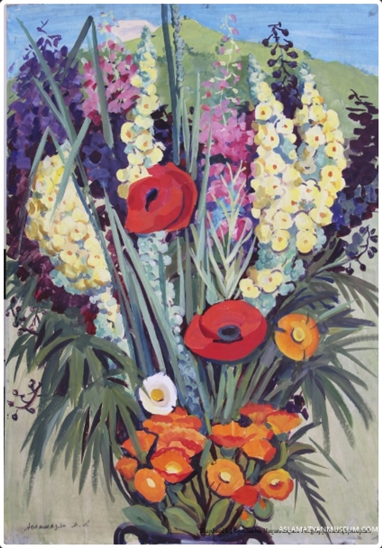 Hanqavan flowers in the background of mountains by Mariam Aslamazian