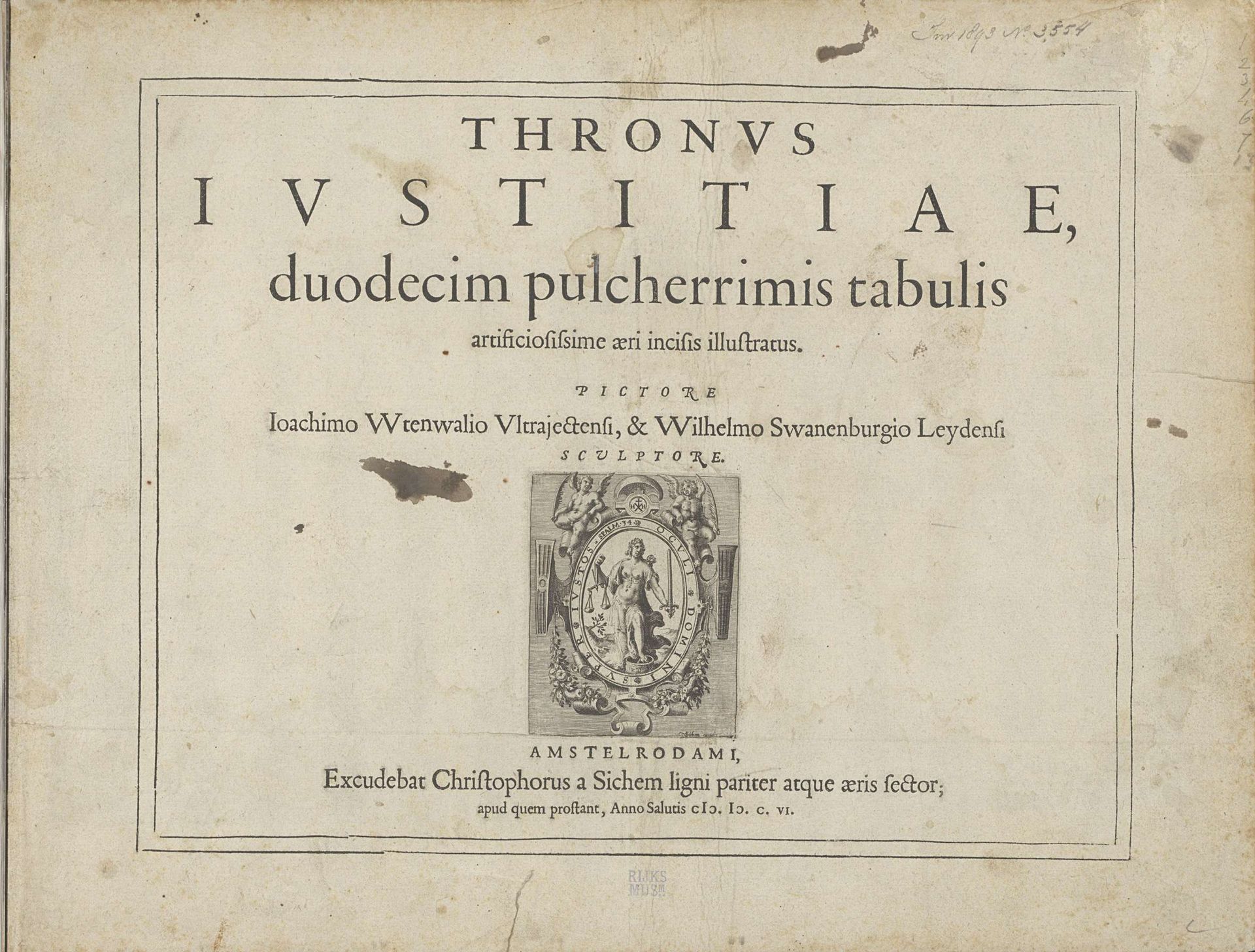 Titelpagina voor: Thronus Justitiae, 1606 by Zacharias Dolendo