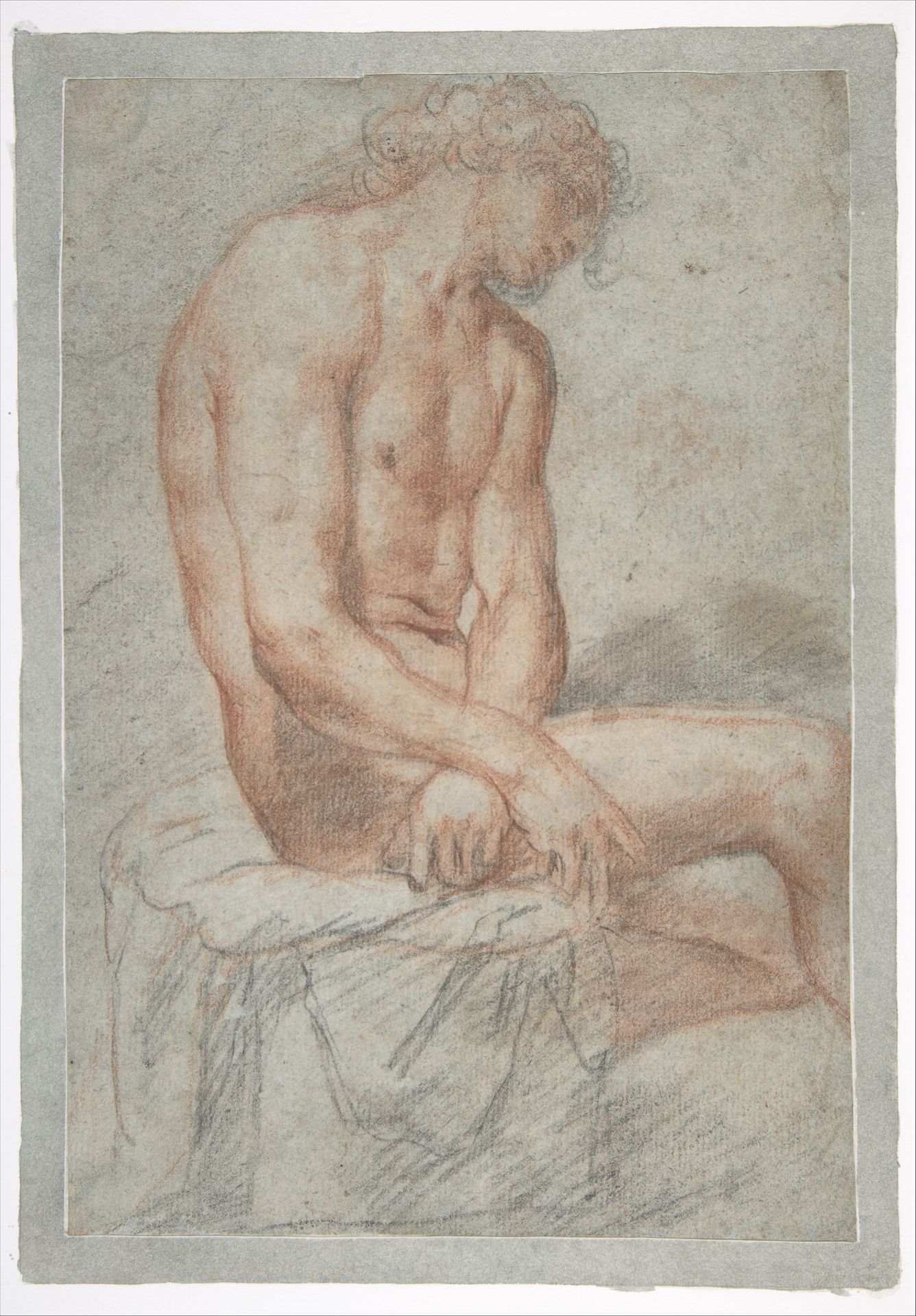 Study of a seated male figure (Ecce Homo?) by Juan Carreno de Miranda