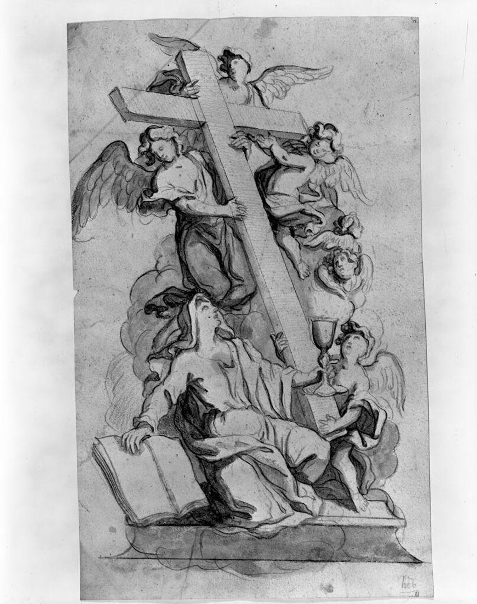 Mystic Vision; verso: Study of Two Legs by Attributed to Carlo Maratti
