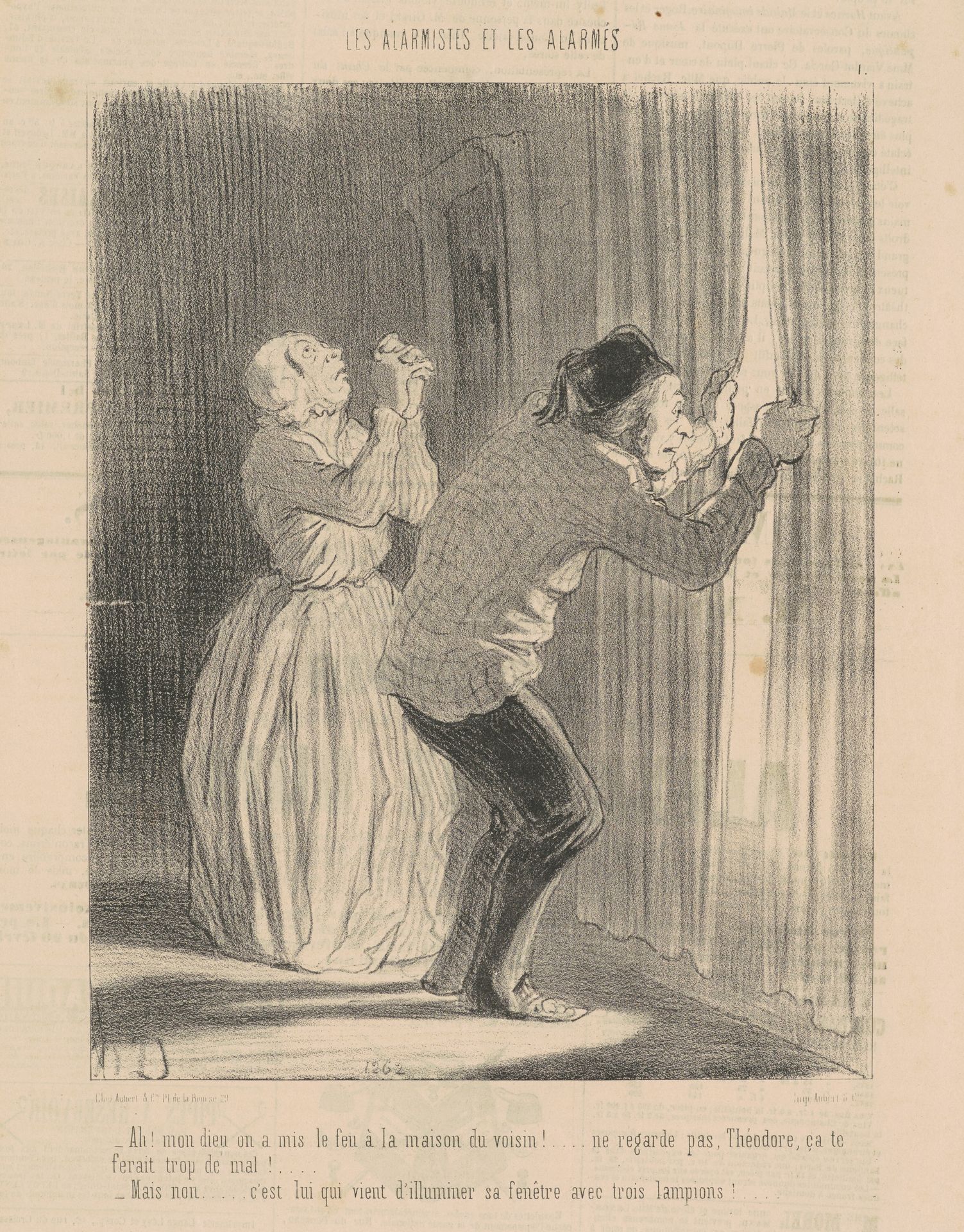 Ah! Mon dieu on a mis le feu a la maison du voisin ... by Honoré Daumier