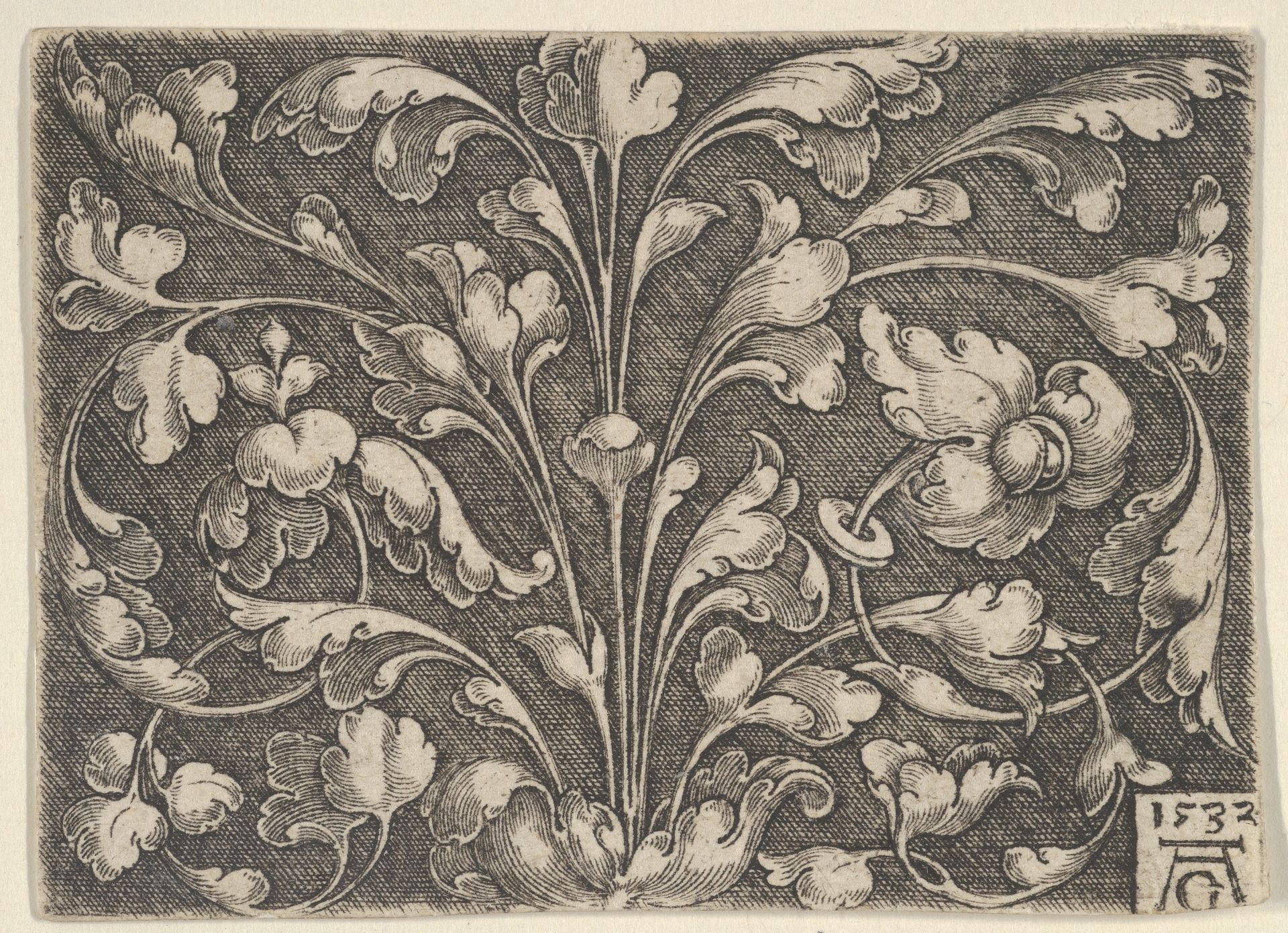 Horizontal Panel with Tendrils Rising from Center by Heinrich Aldegrever