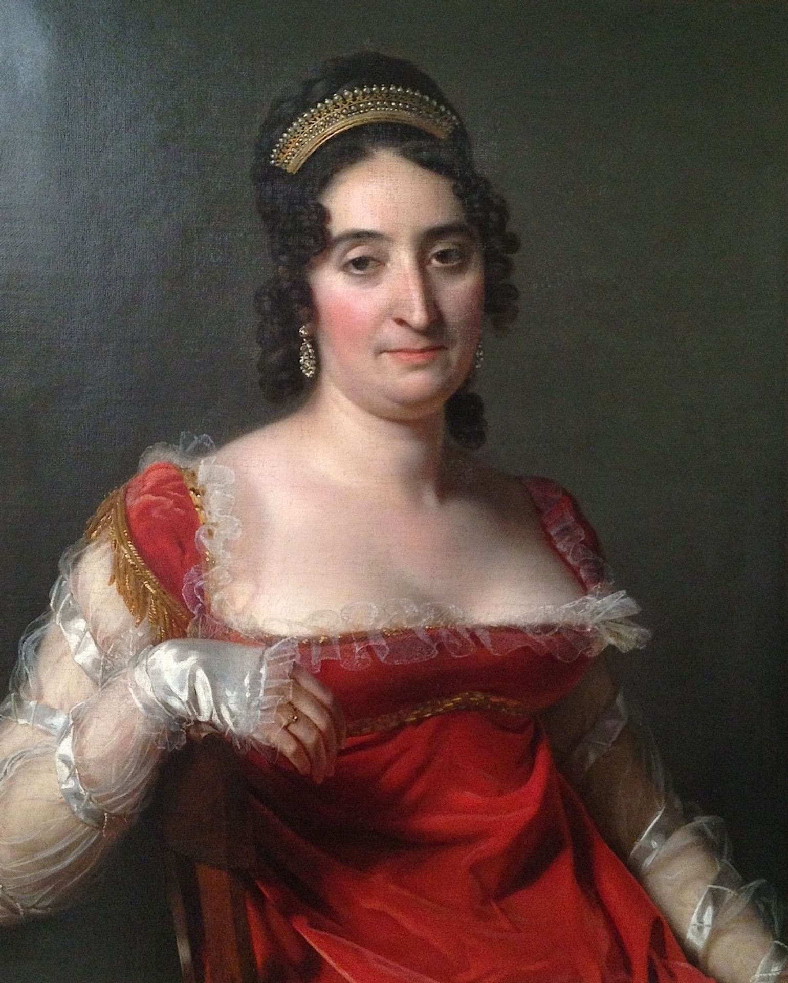 Lady in Red Wearing a Tiara by Jérôme-Martin Langlois