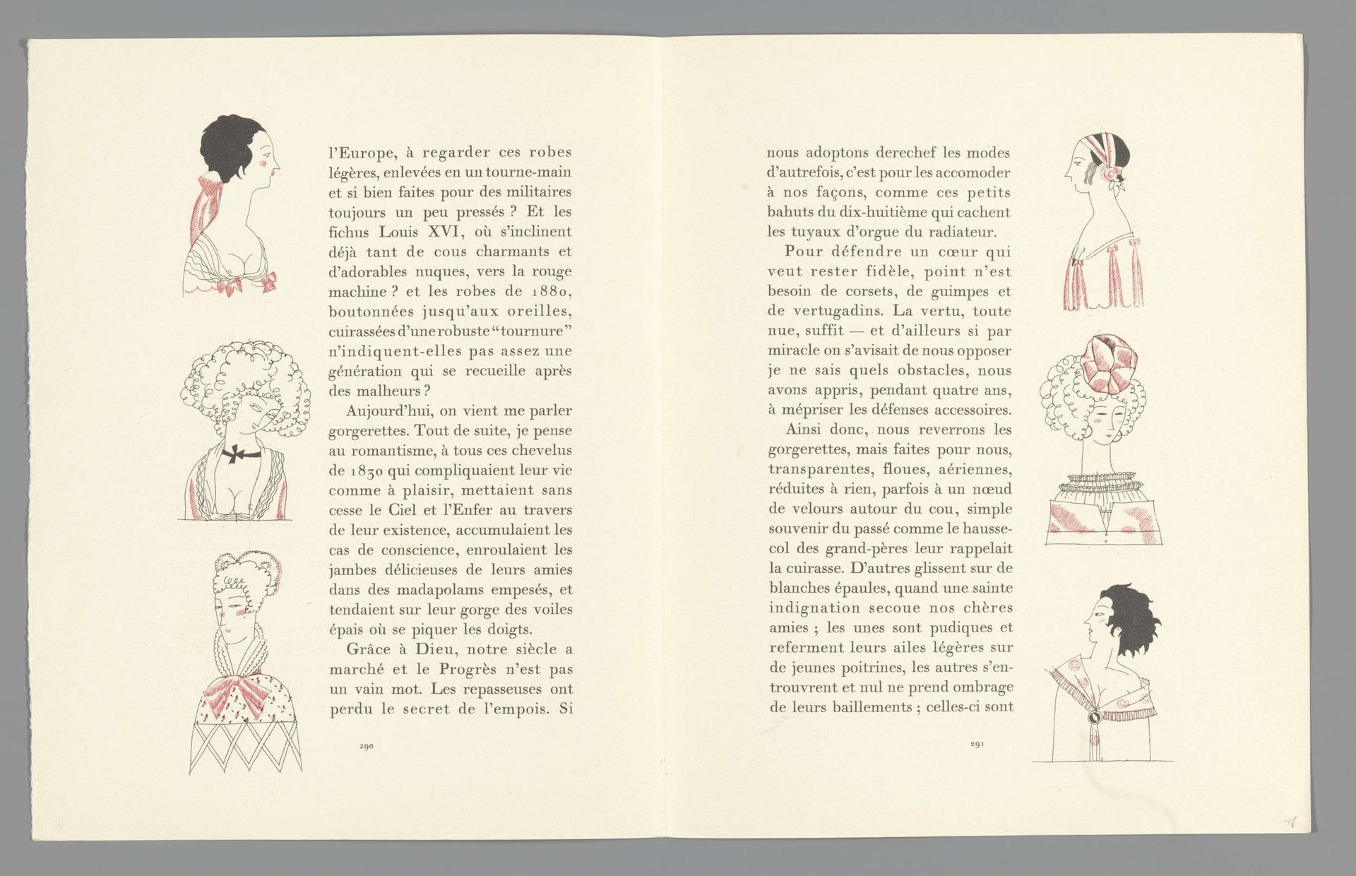 Gazette du Bon Ton, 1922 - No. 10, pp. 290-291: Les Gorgerettes by Charles Martin