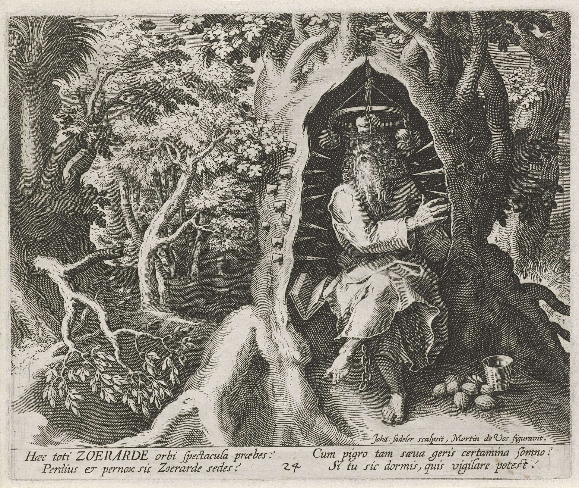Heilige Andreas Zoërardus als kluizenaar by Johann Sadeler I