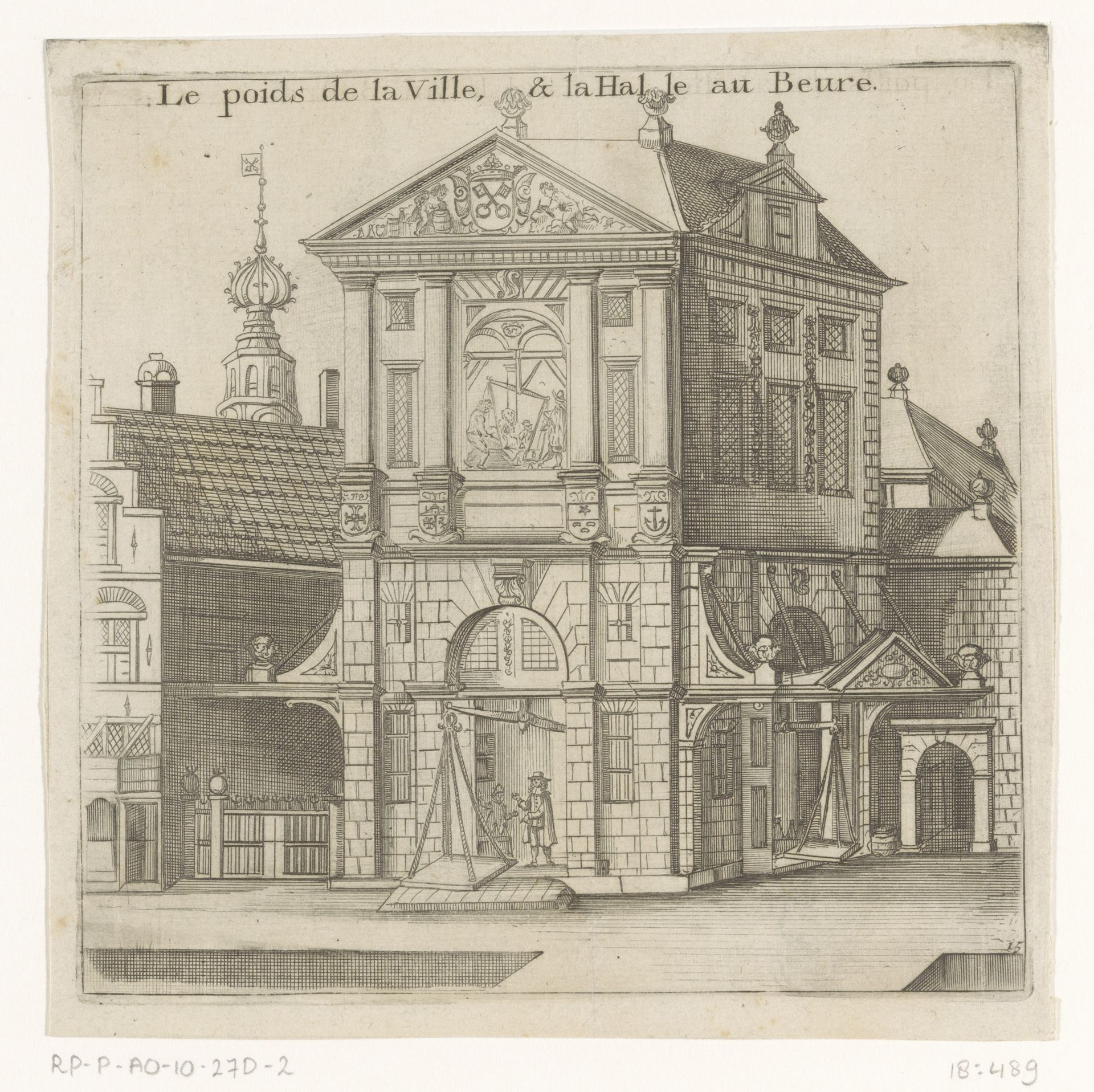 Gezicht op de Waag en Boterhal te Leiden by Anonymous
