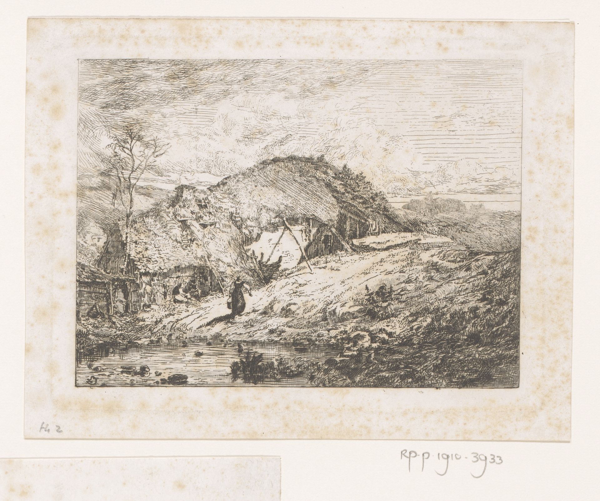 Rietgedekte boerderij in een landschap by Lambert Jacquelart