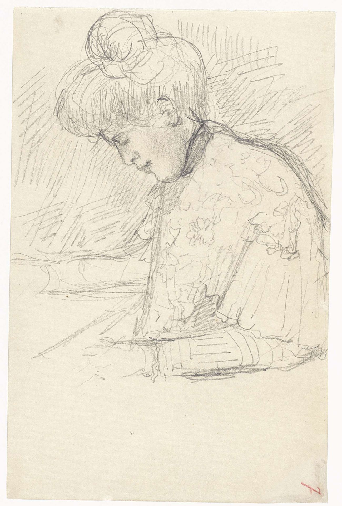 Portret van een vrouw, van opzij by Jozef Israëls