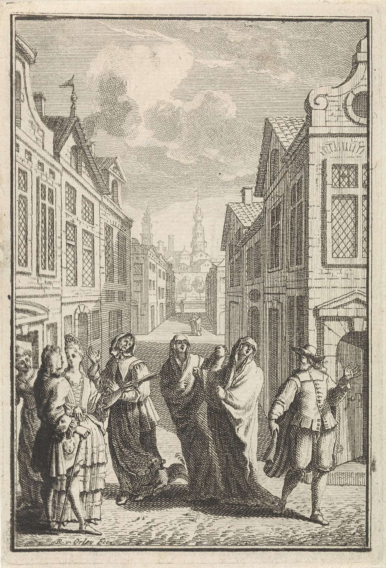 Straat met groep mensen by Richard van Orley