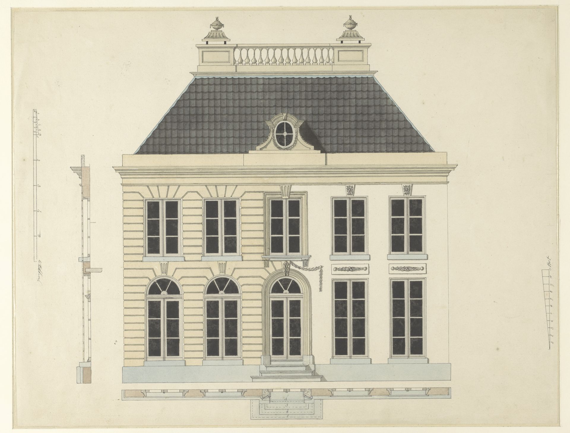 Architectonisch ontwerp voor de voorgevel van een woonhuis by Wybrand Tollenaar