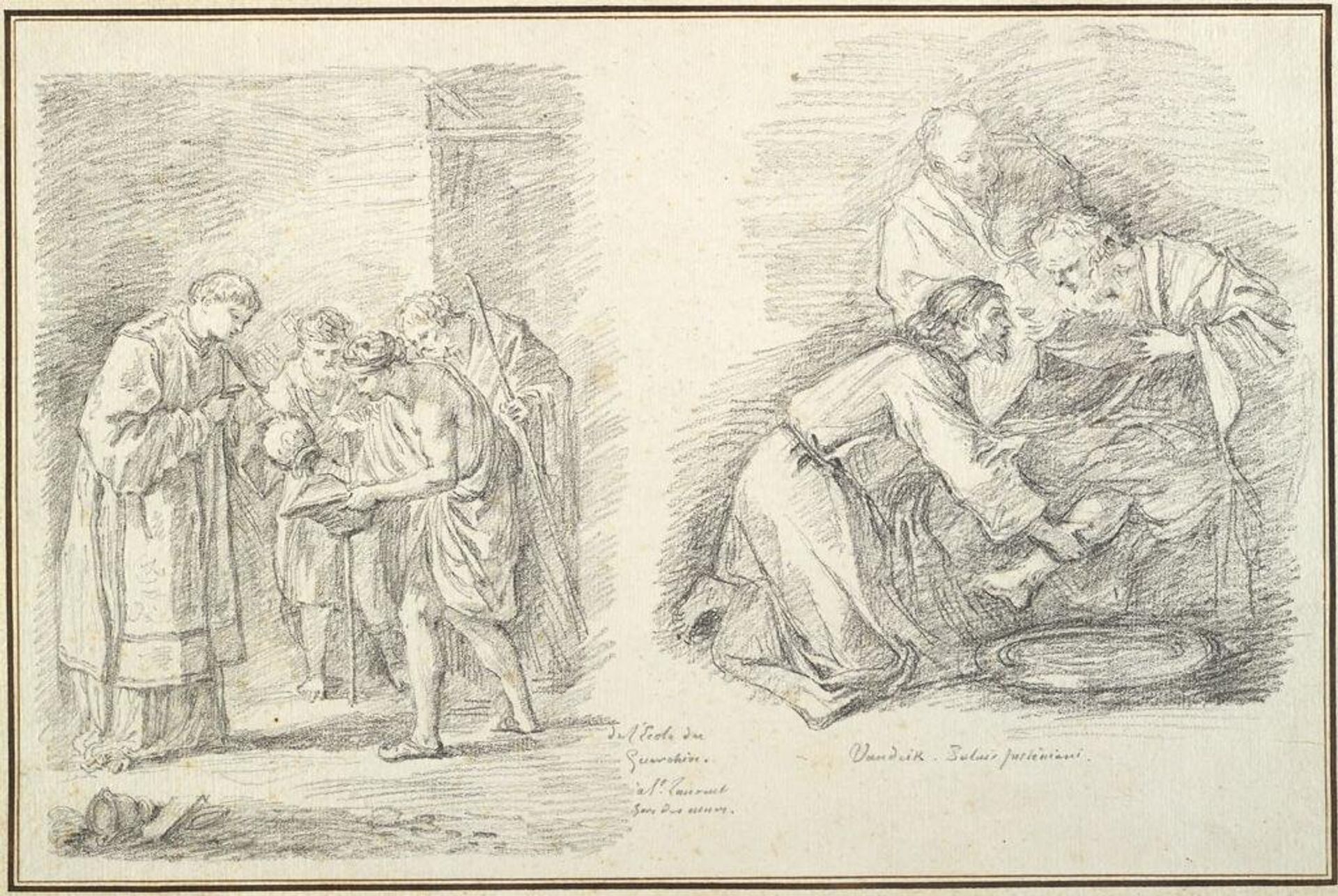 Saint Lawrence Distributing the Treasures of the Church to the Poor and Christ Washing the Feet of the Apostles by Jean Robert Ango