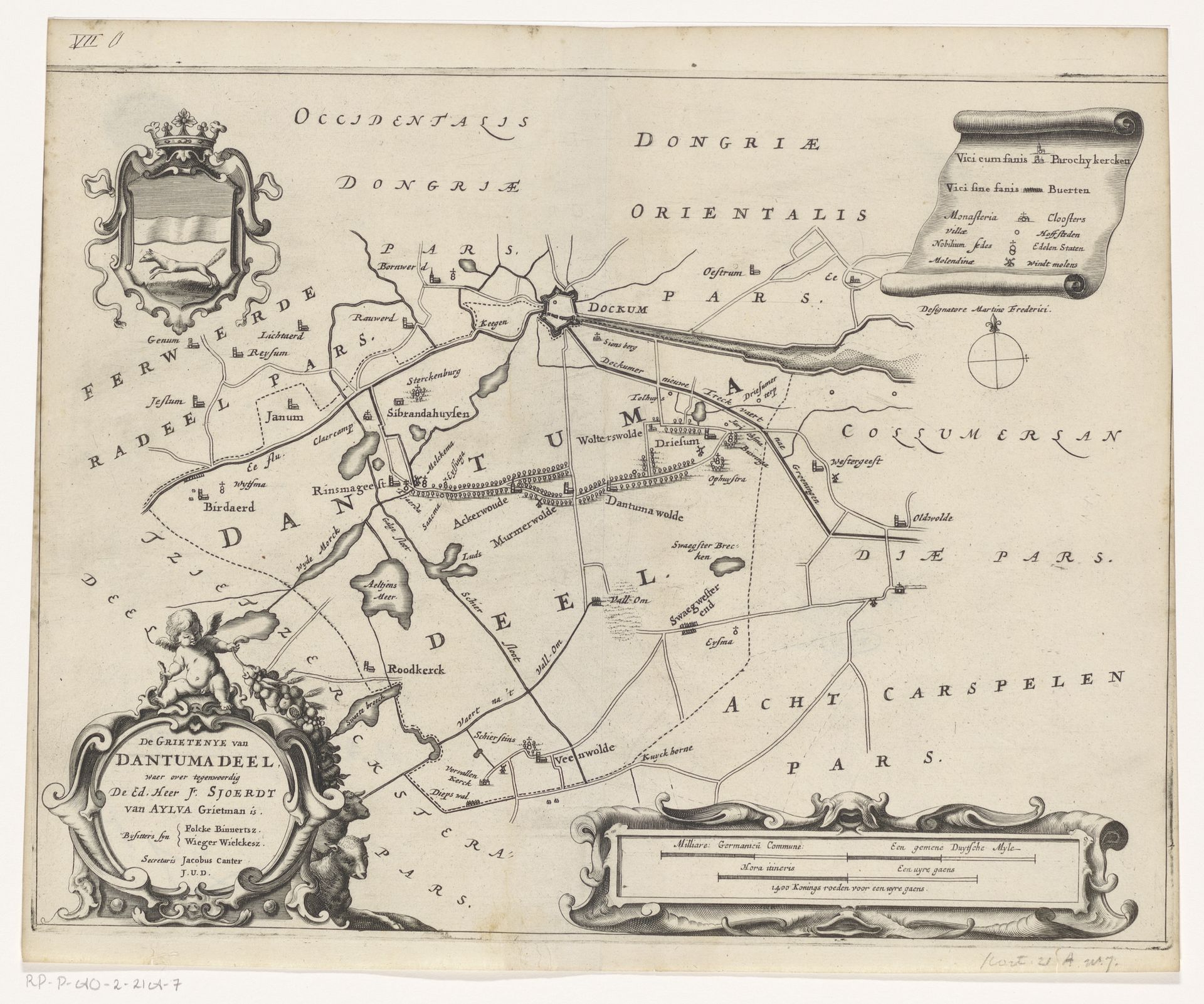 Kaart van de grietenij Dantumadeel by Jacob van Meurs
