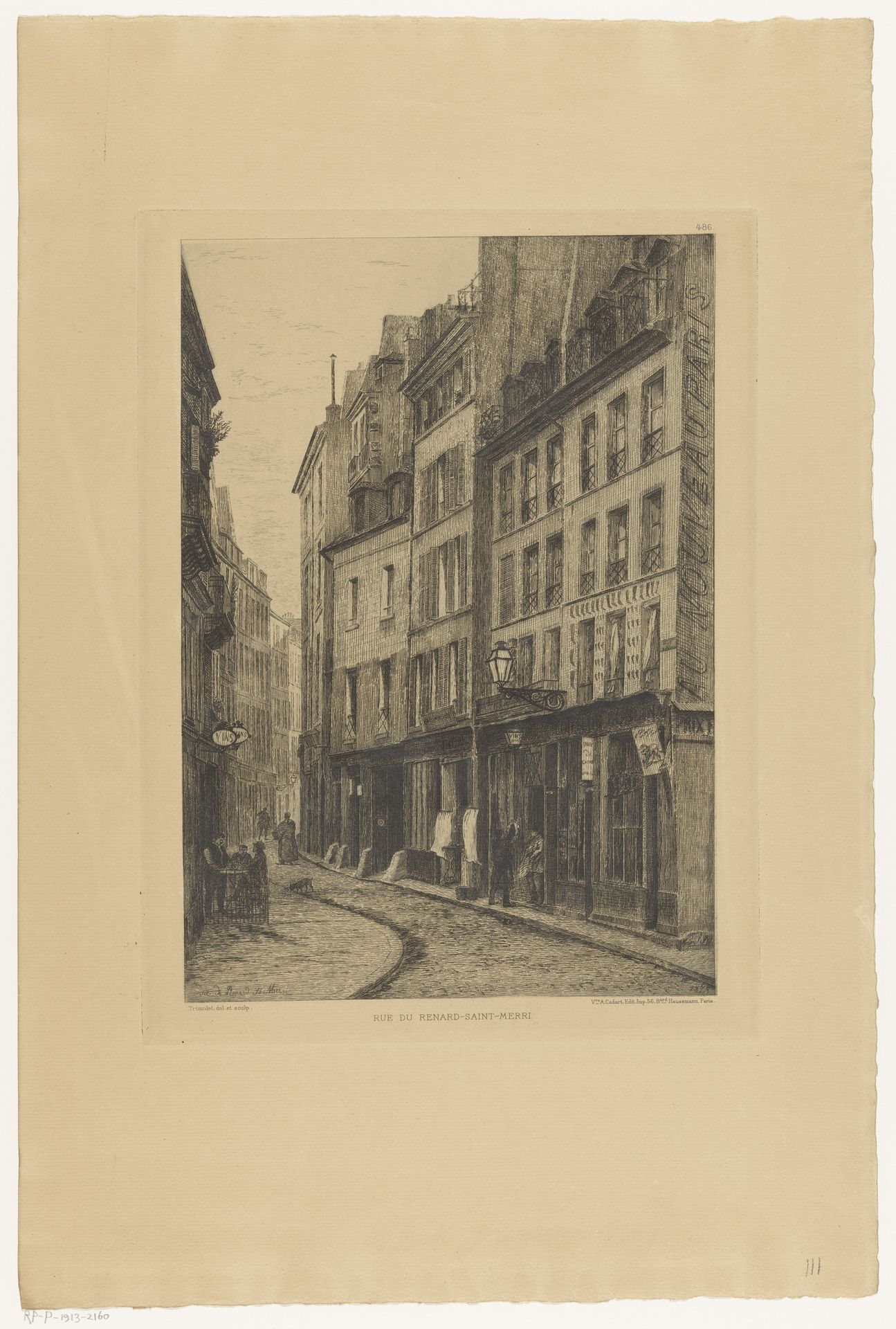 Gezicht op de Rue Renard-Saint Merri te Parijs by Alphonse Louis Pierre Trimolet