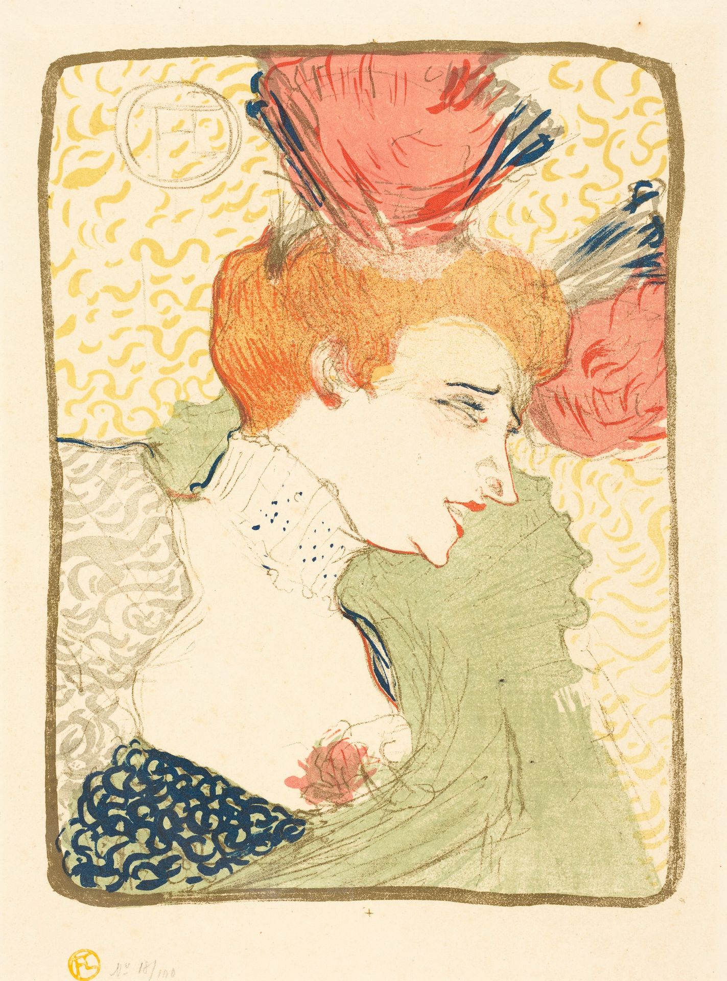 Bust of Mademoiselle Marcelle Lender (Mademoiselle Marcelle Lender, en buste) by Henri de Toulouse-Lautrec