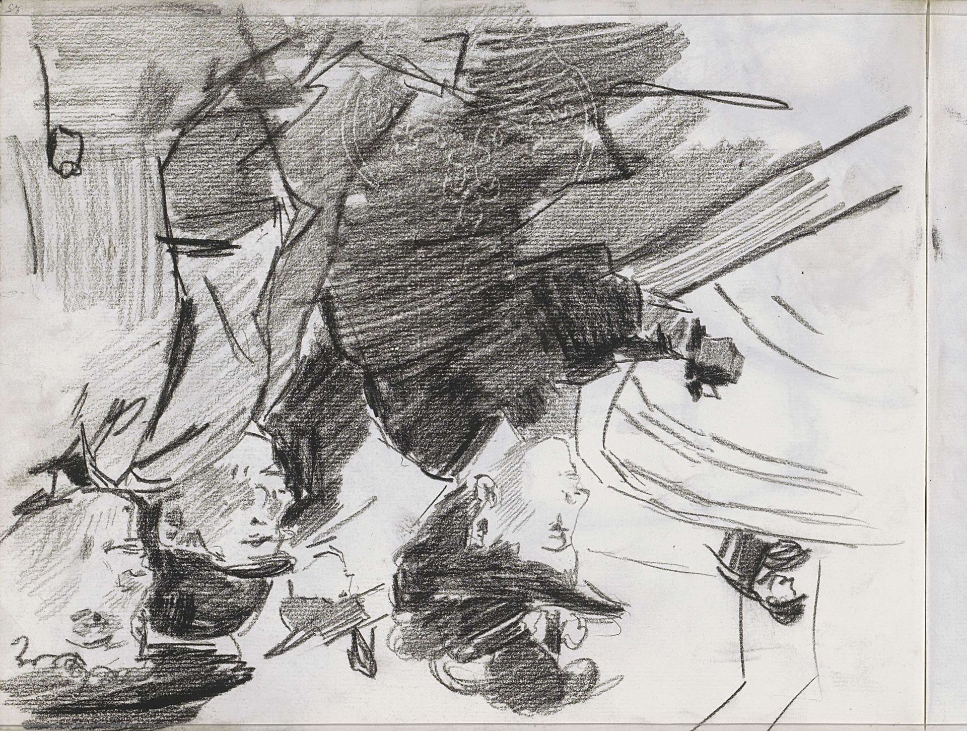 Toeschouwers, mogelijk op een theaterbalkon by Isaac Israels
