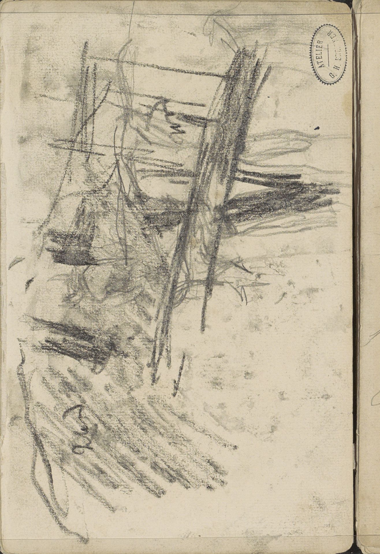 Stellage in een landschap by George Hendrik Breitner