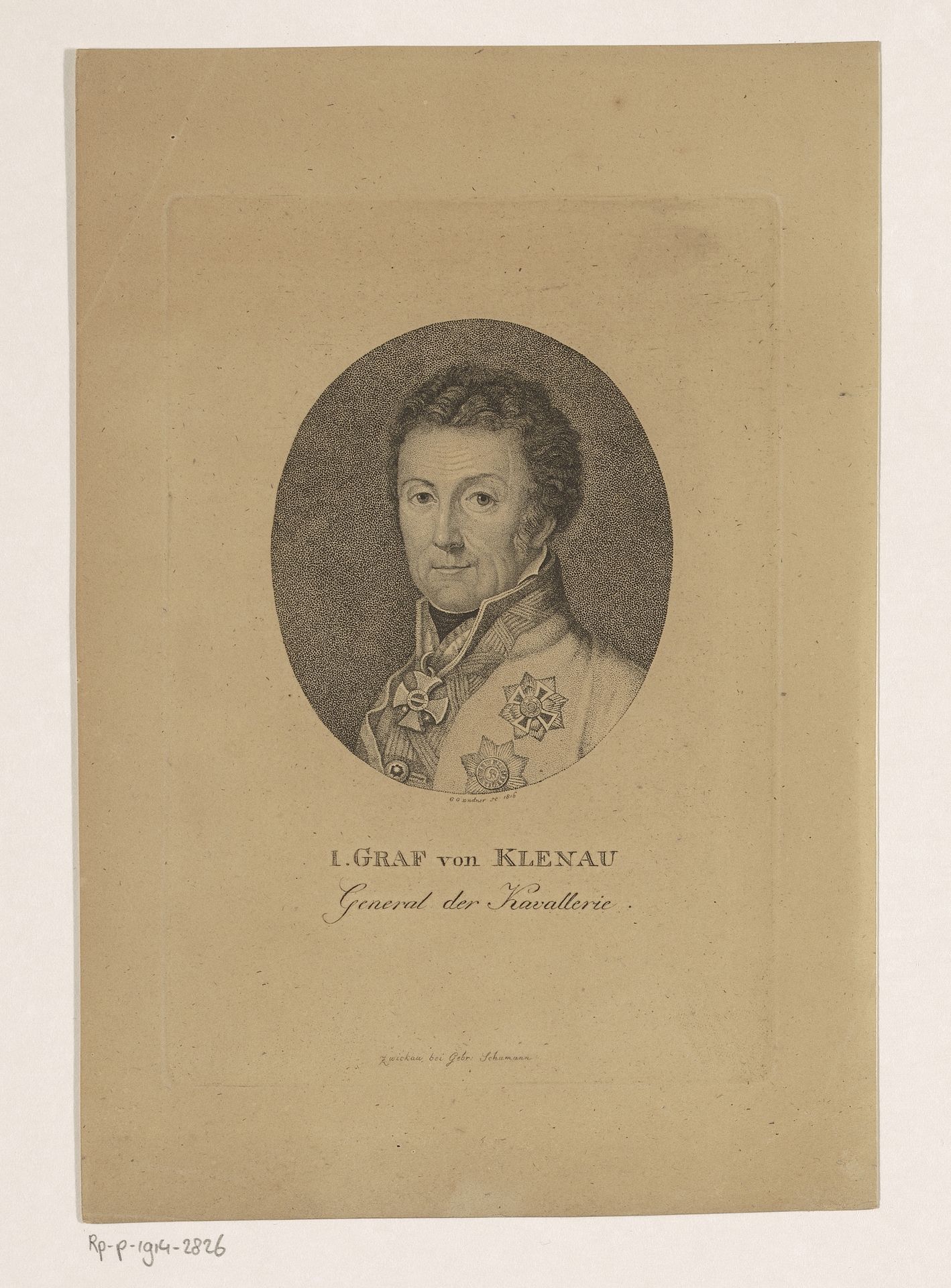 Portret van Johann Graf Klenau by Gustav Georg Endner