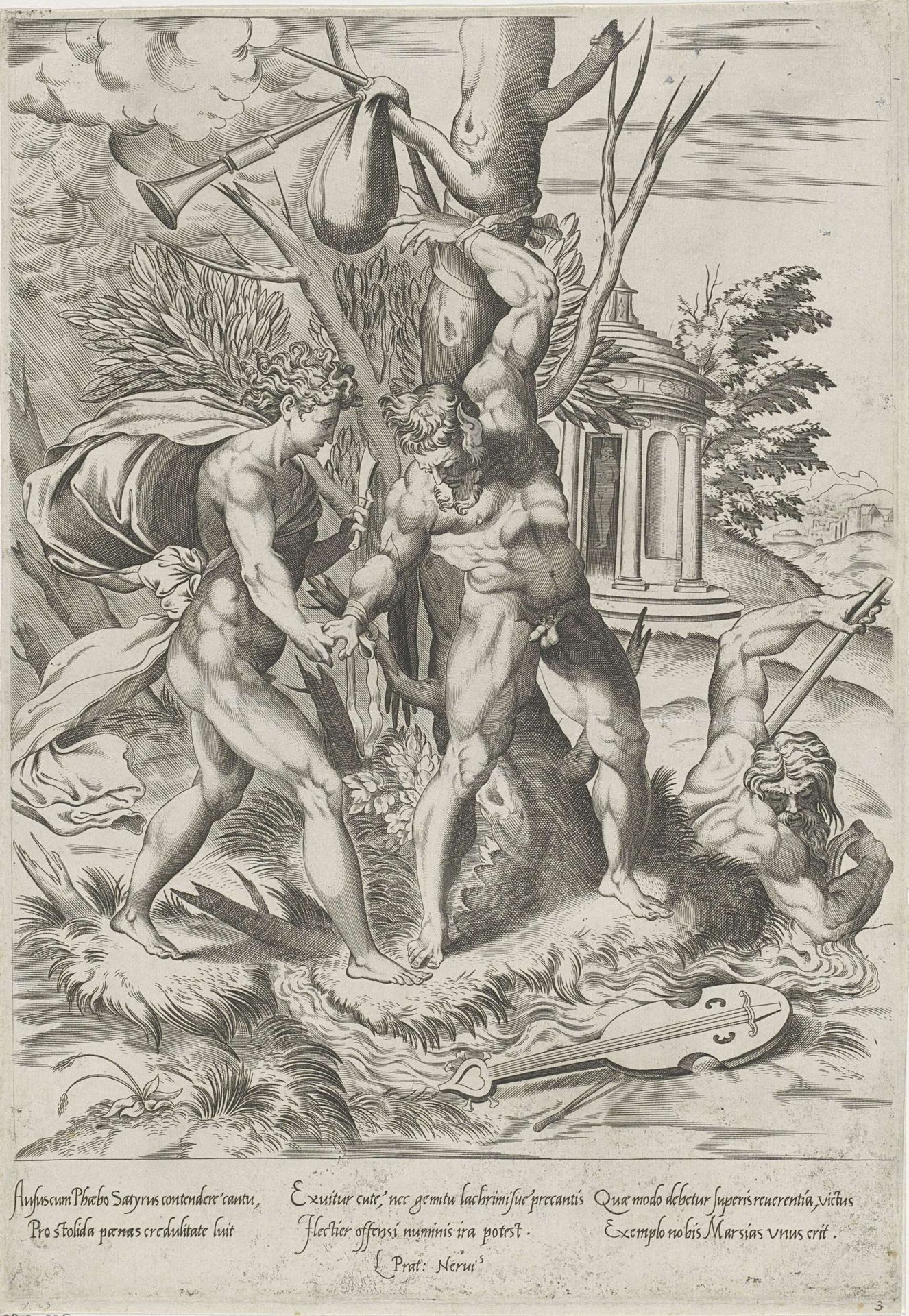 Apollo en Marsyas by Nicolas Beatrizet