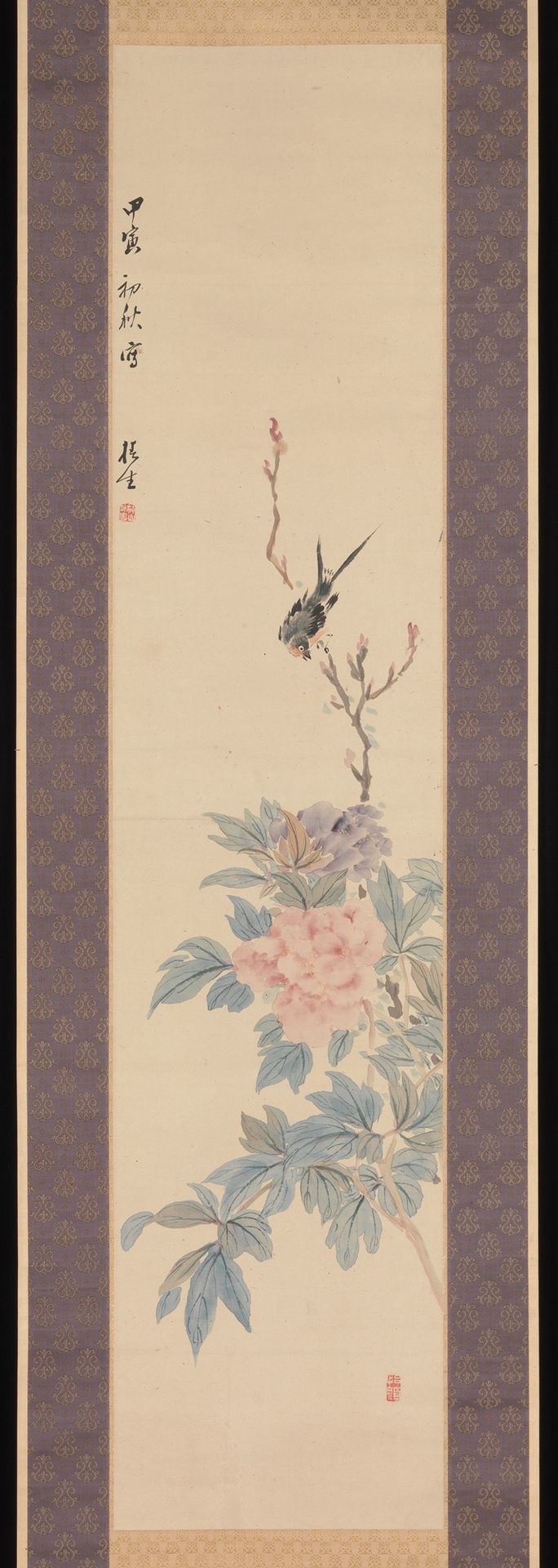 Peony and Swallow by Tsubaki Chinzan 椿椿山